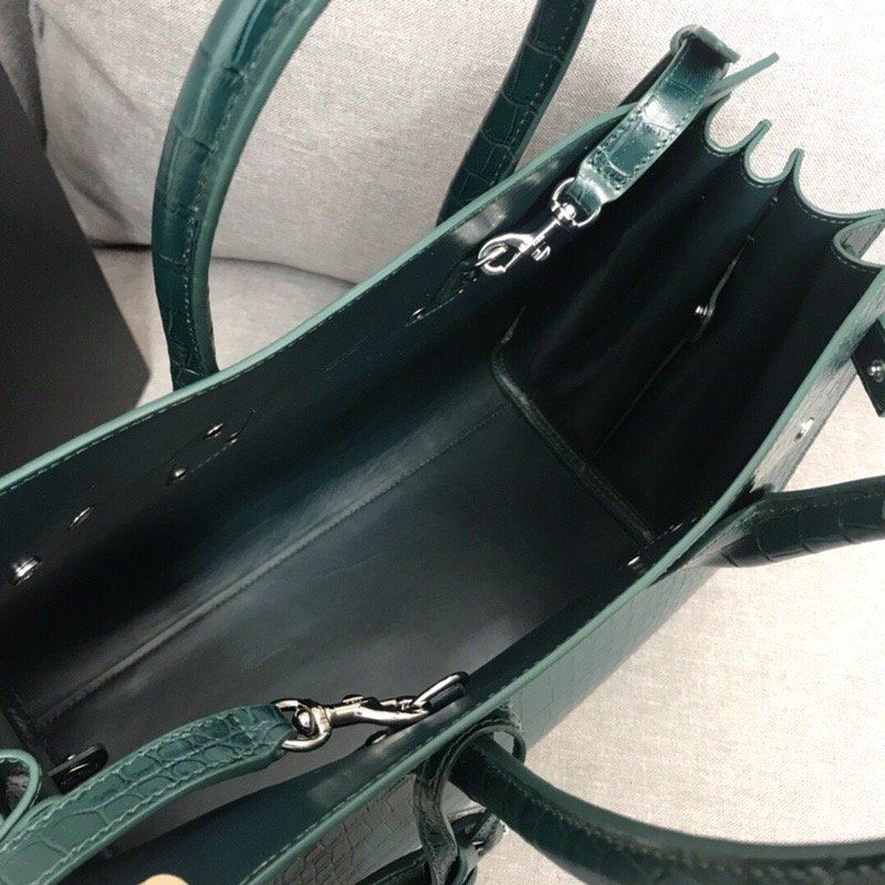Saint Laurent Sac De Jour Small In Embossed Crocodile Green For Women 12.5in/32cm YSL 