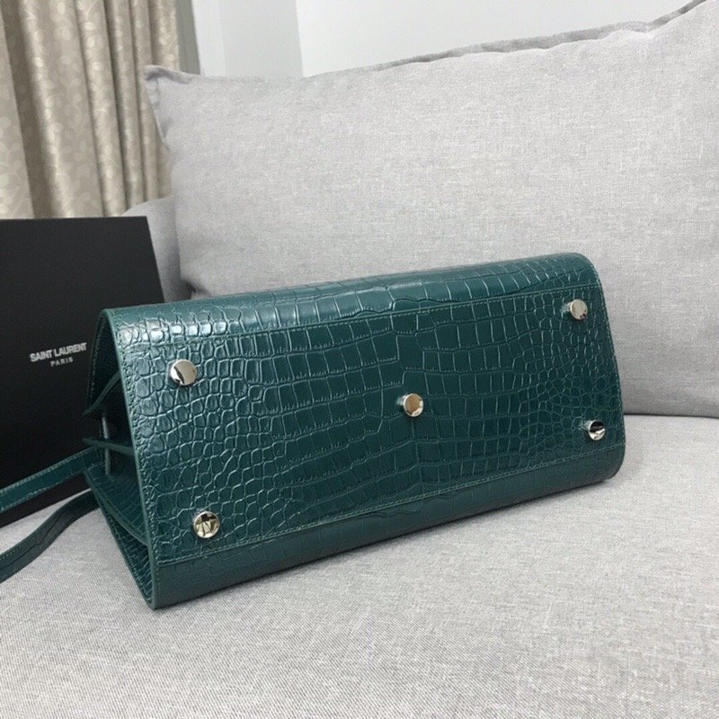 Saint Laurent Sac De Jour Small In Embossed Crocodile Green For Women 12.5in/32cm YSL 