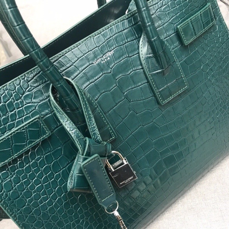 Saint Laurent Sac De Jour Small In Embossed Crocodile Green For Women 12.5in/32cm YSL 