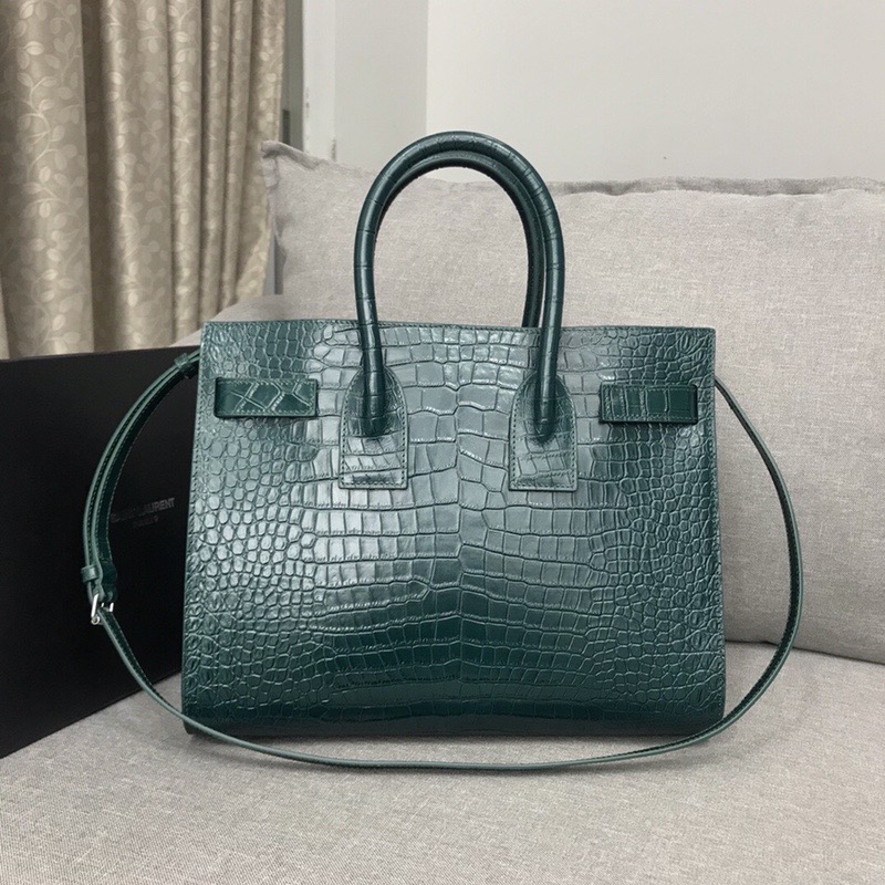 Saint Laurent Sac De Jour Small In Embossed Crocodile Green For Women 12.5in/32cm YSL 
