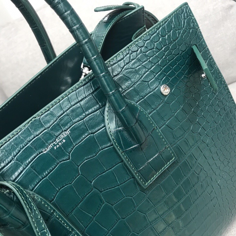 Saint Laurent Sac De Jour Small In Embossed Crocodile Green For Women 12.5in/32cm YSL 