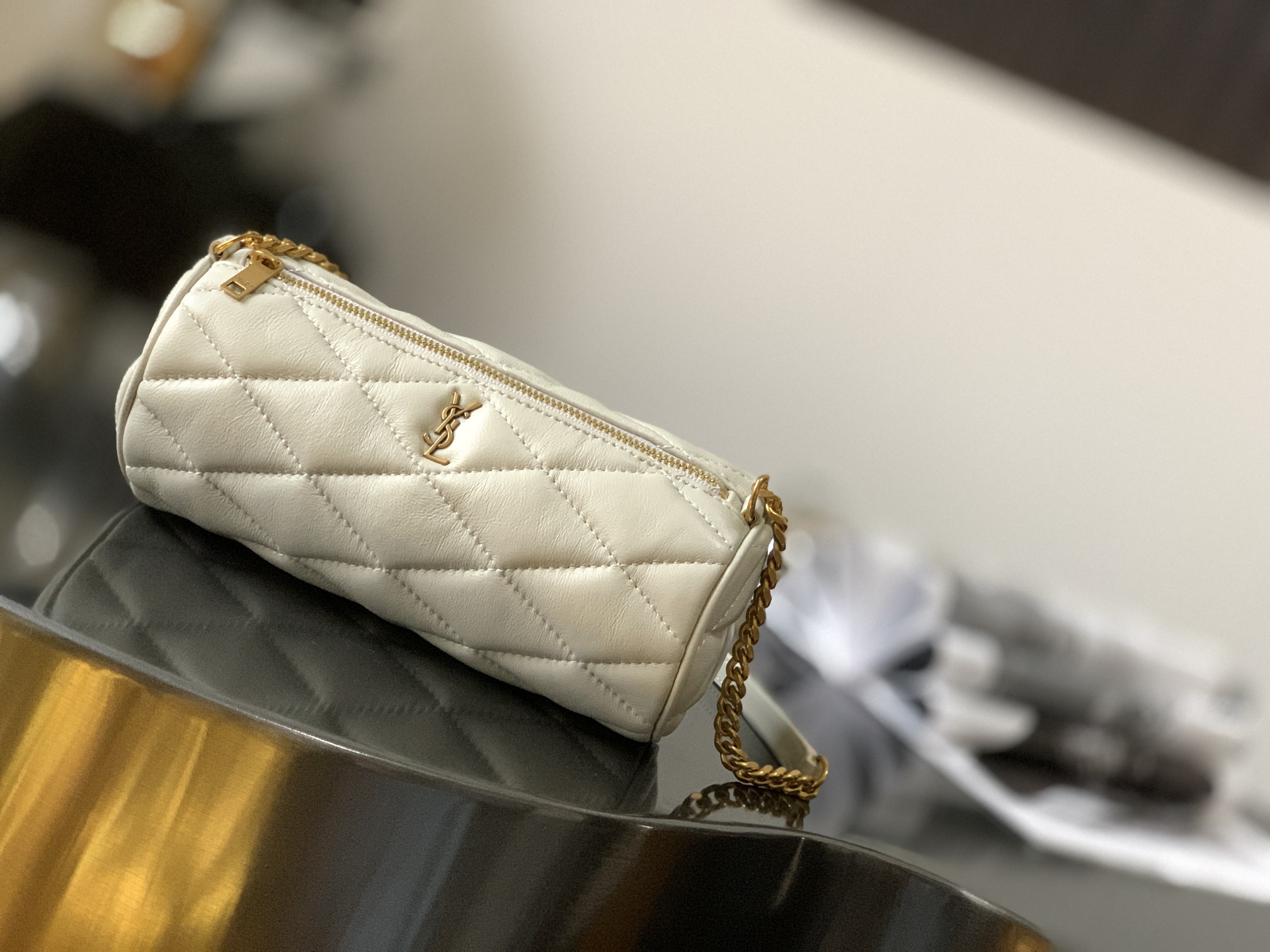 Saint Laurent Sade Mini Tube Bag For Women 7.9in/20cm Vintage White YSL 699703AAAJU9207