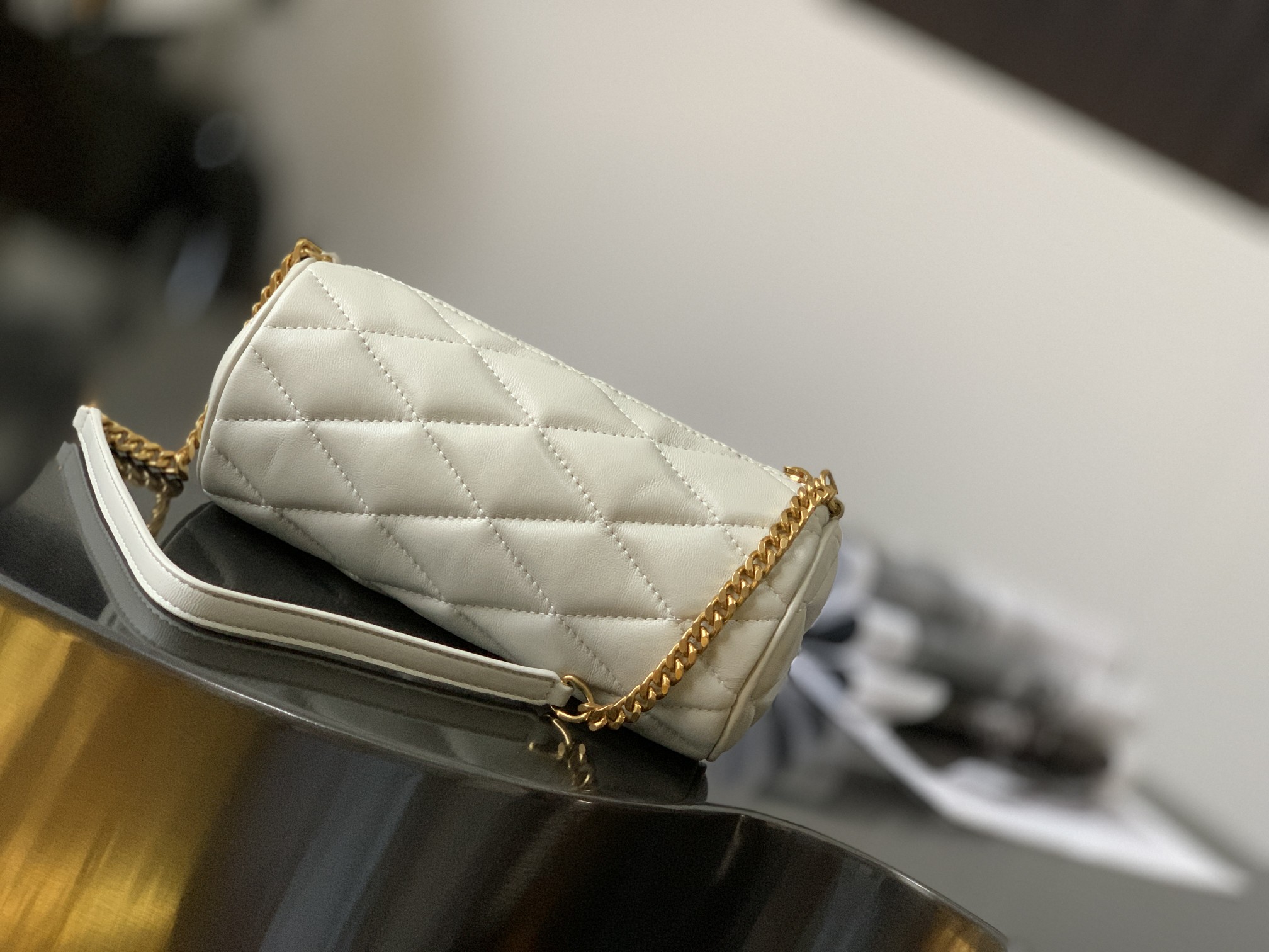 Saint Laurent Sade Mini Tube Bag For Women 7.9in/20cm Vintage White YSL 699703AAAJU9207