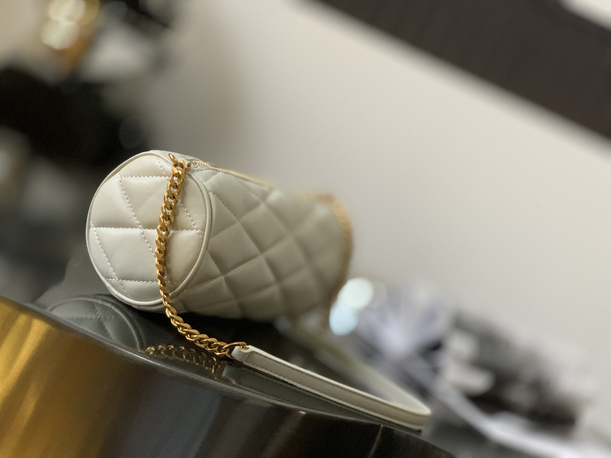 Saint Laurent Sade Mini Tube Bag For Women 7.9in/20cm Vintage White YSL 699703AAAJU9207