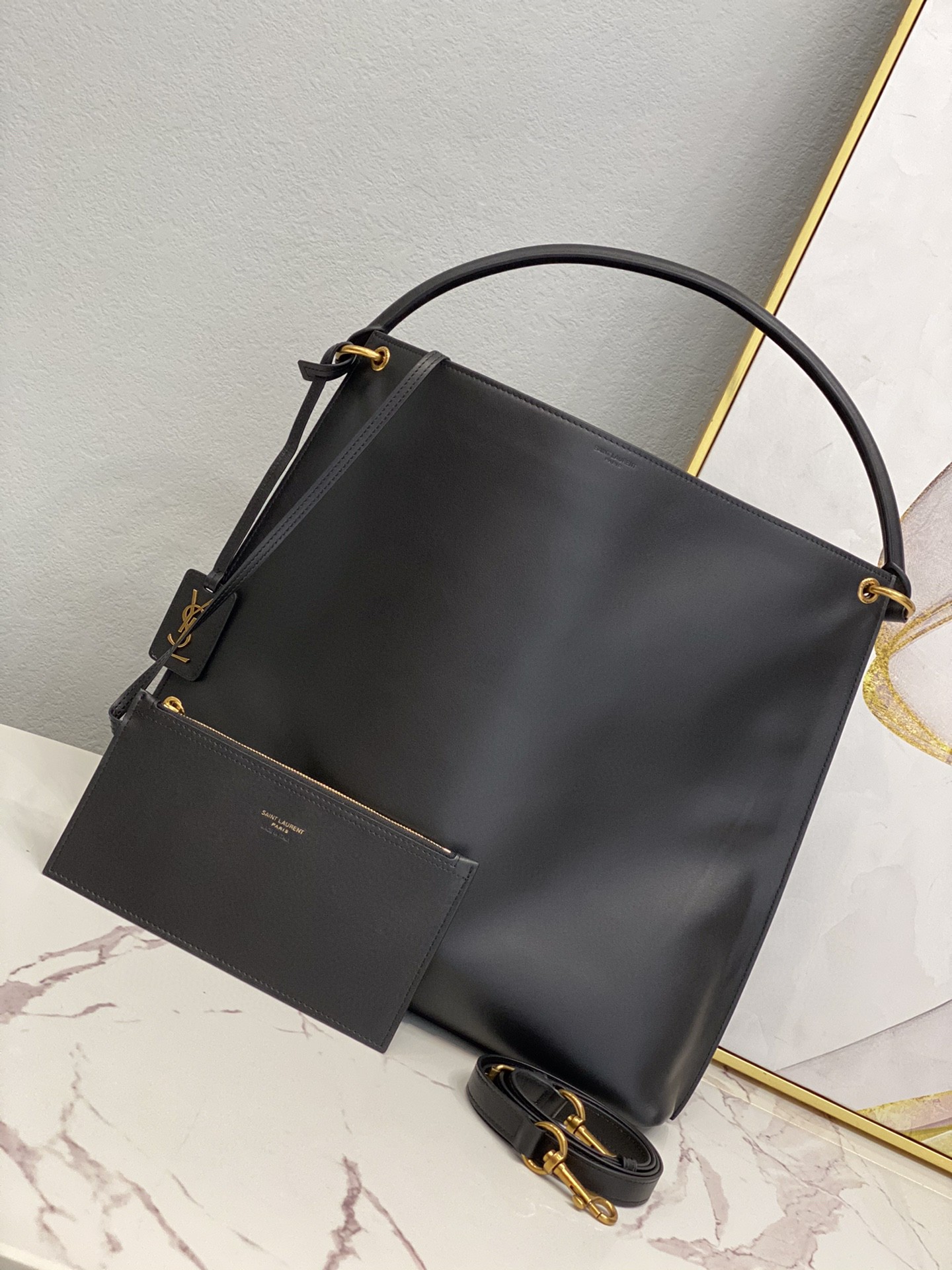 Saint Laurent Shopping N/S In Supple Black For Women 13.7in/35cm YSL 600306CSV0J1000