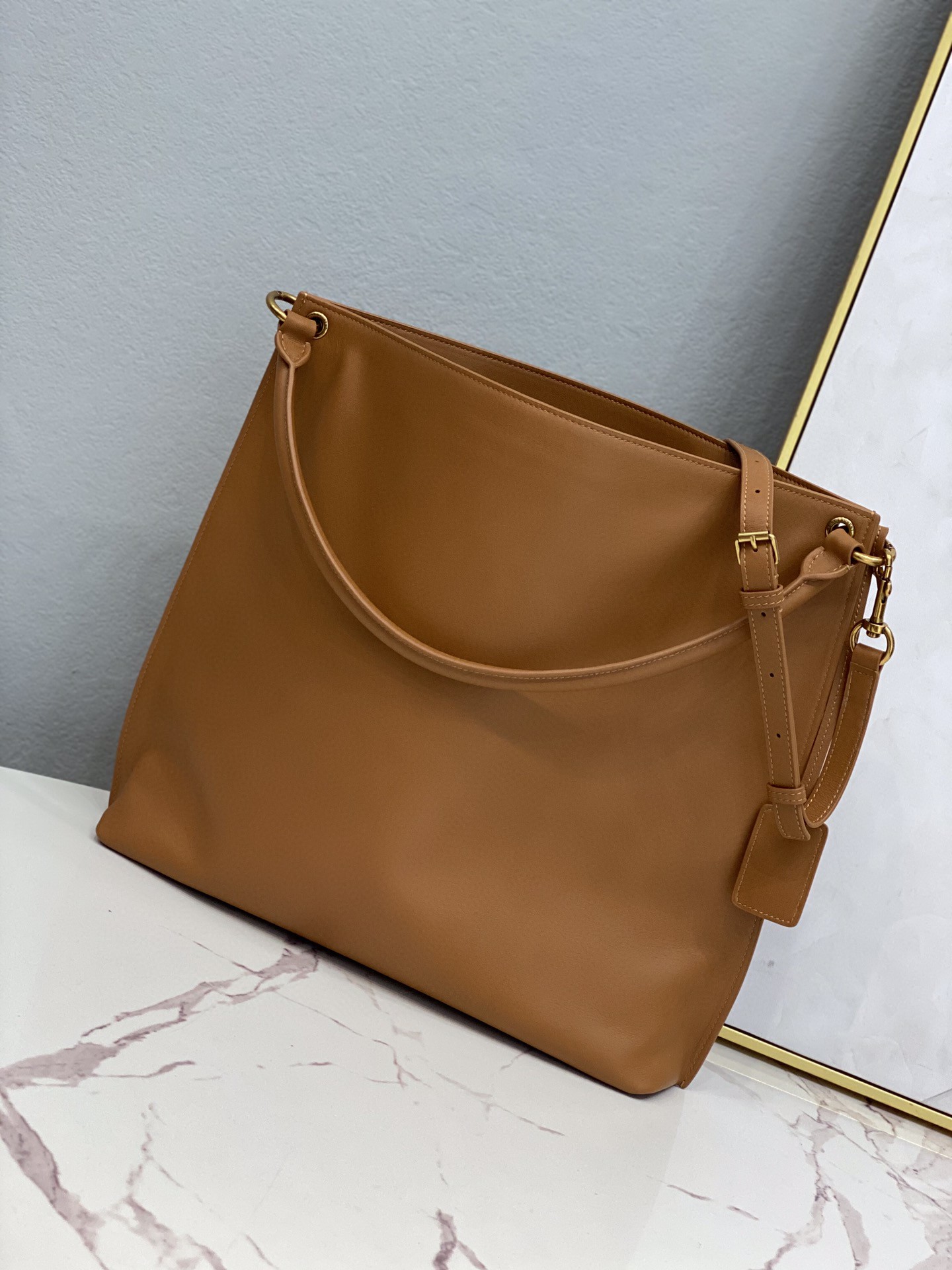 Saint Laurent Shopping N/S In Supple Brown For Women 13.7in/35cm YSL