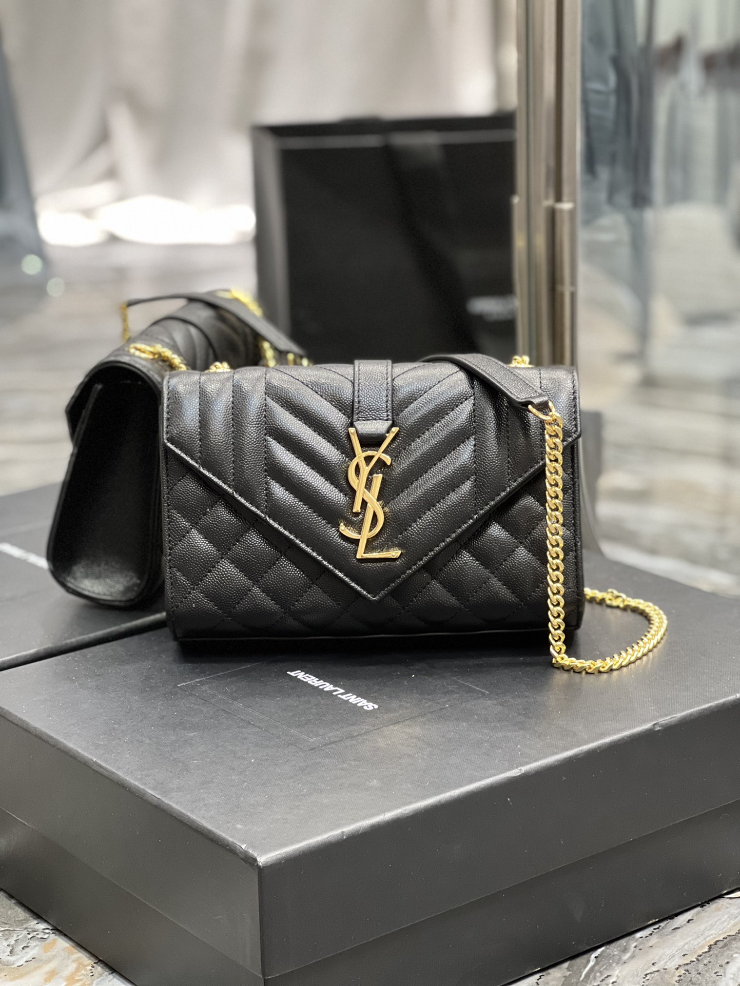 Saint Laurent Small Bag Black In Mix Matelasse For Women 8.2in/21cm YSL