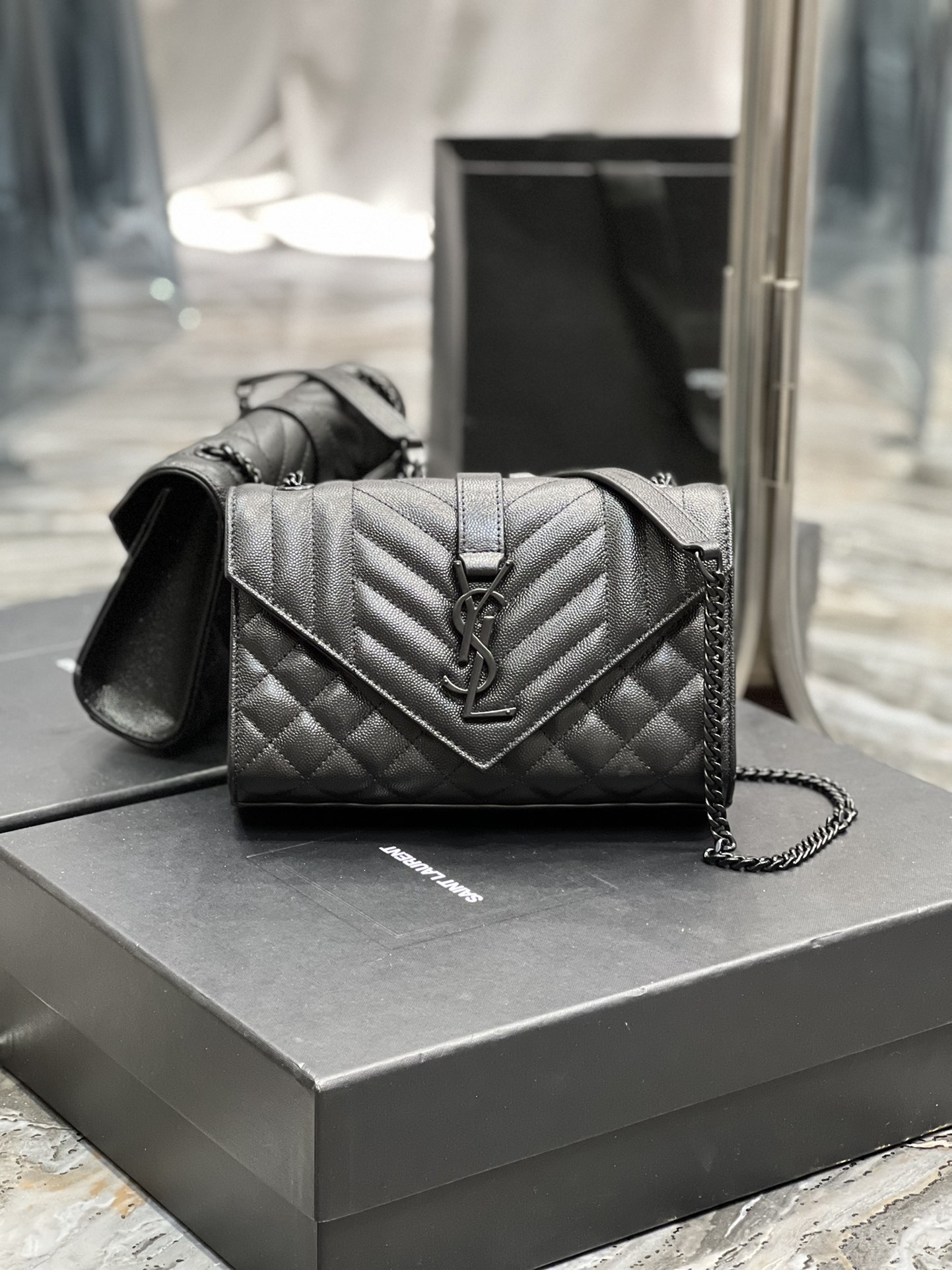 Saint Laurent Small Bag Black In Mix Matelasse For Women 8.2in/21cm YSL