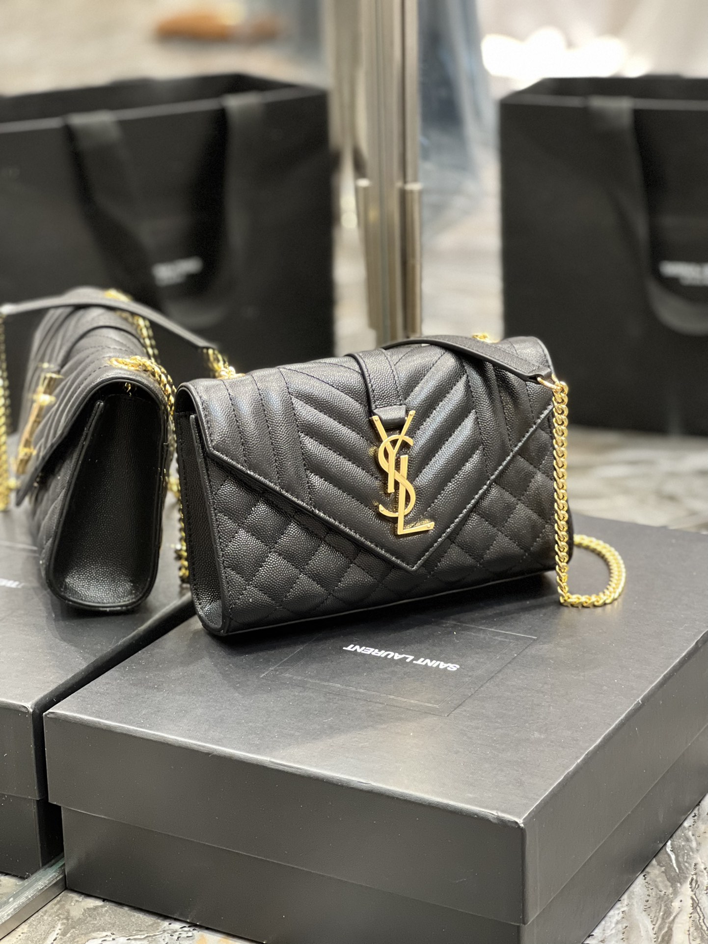 Saint Laurent Small Bag Black In Mix Matelasse For Women 8.2in/21cm YSL