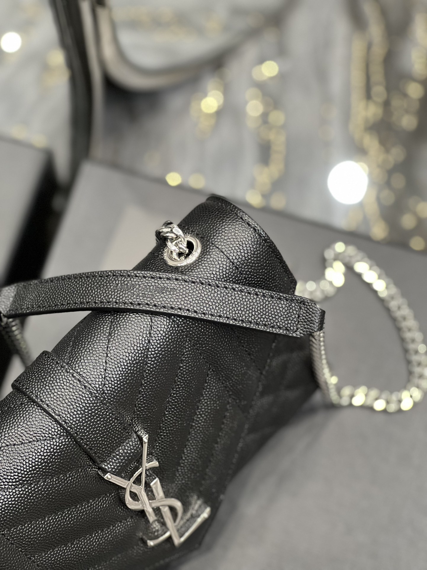Saint Laurent Small Bag Black In Mix Matelasse For Women 8.2in/21cm YSL