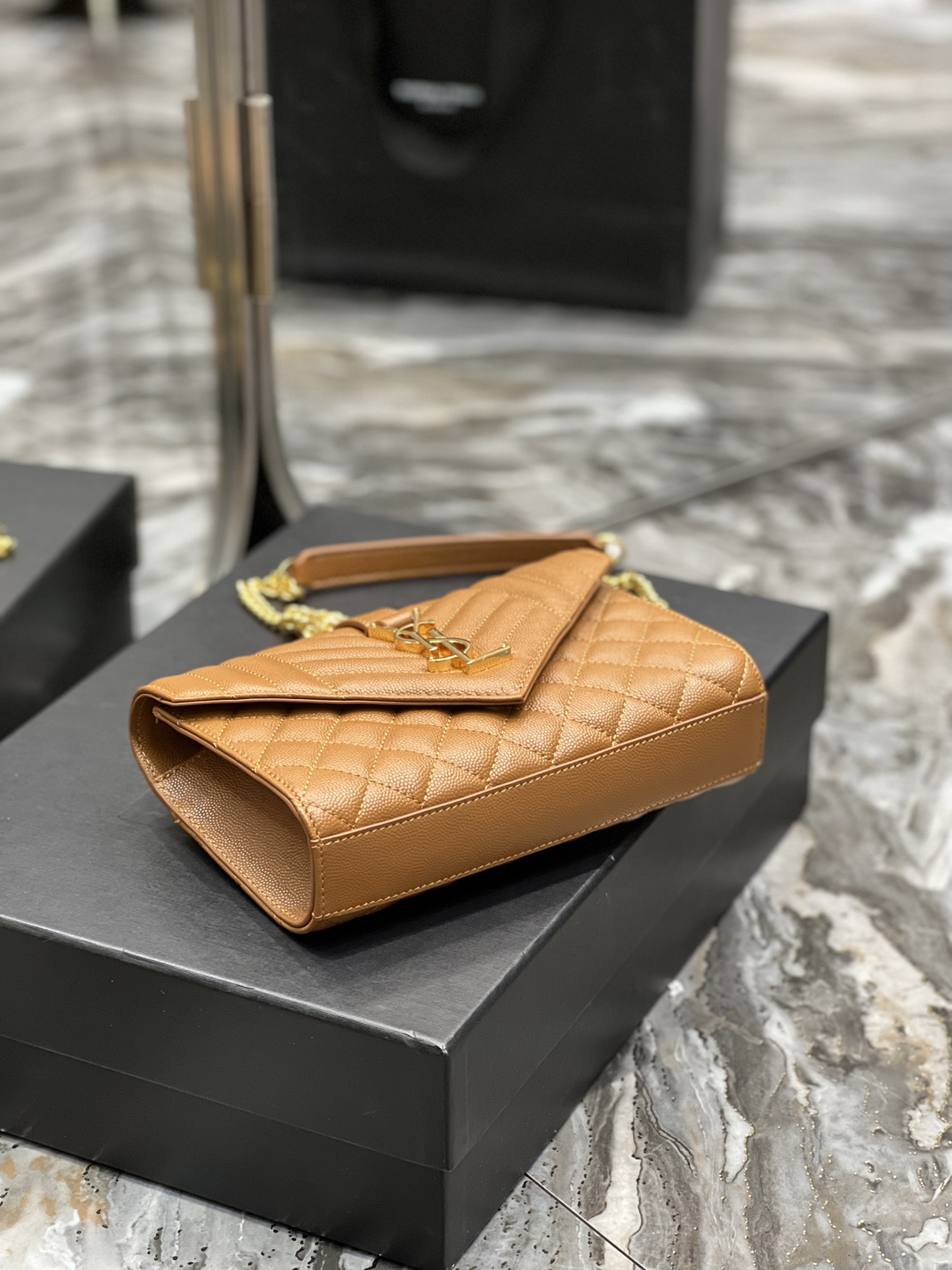 Saint Laurent Small Bag Dark Natural In Mix Matelasse For Women 8.2in/21cm YSL