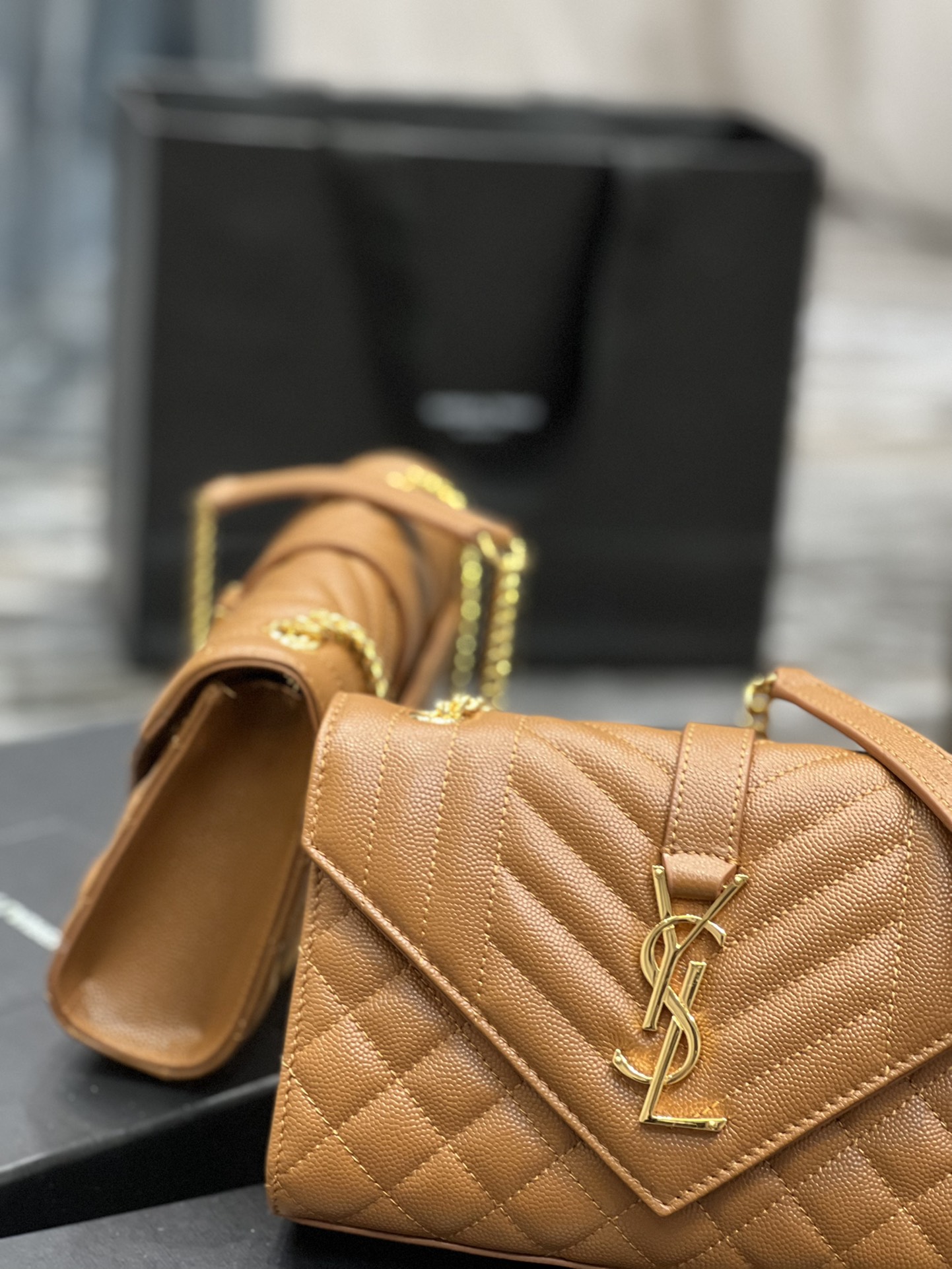 Saint Laurent Small Bag Dark Natural In Mix Matelasse For Women 8.2in/21cm YSL
