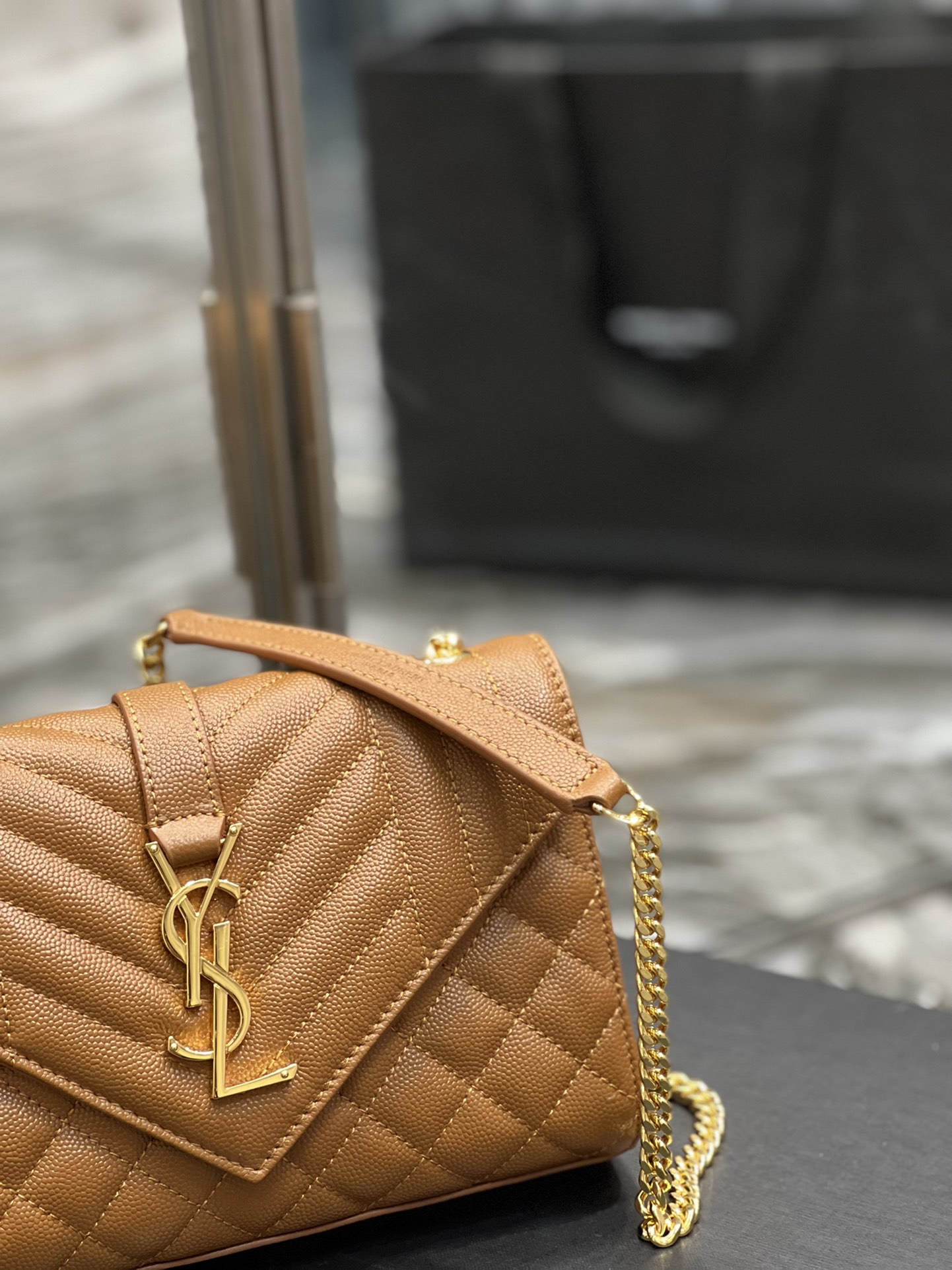 Saint Laurent Small Bag Dark Natural In Mix Matelasse For Women 8.2in/21cm YSL