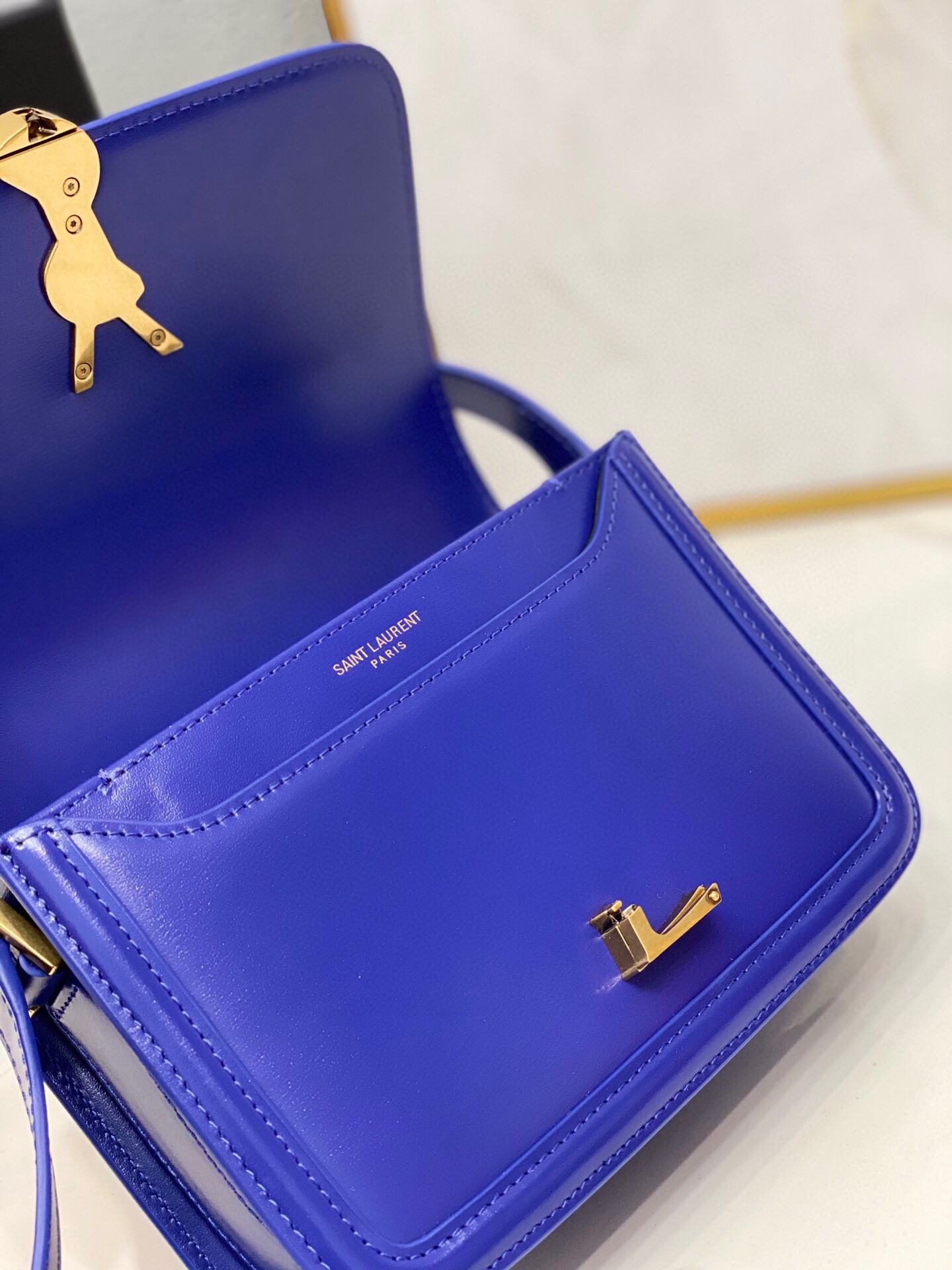 Saint Laurent Solferino Medium Satchel In Box Navy Blue For Women 9in/23cm YSL 6343050SX0W4147