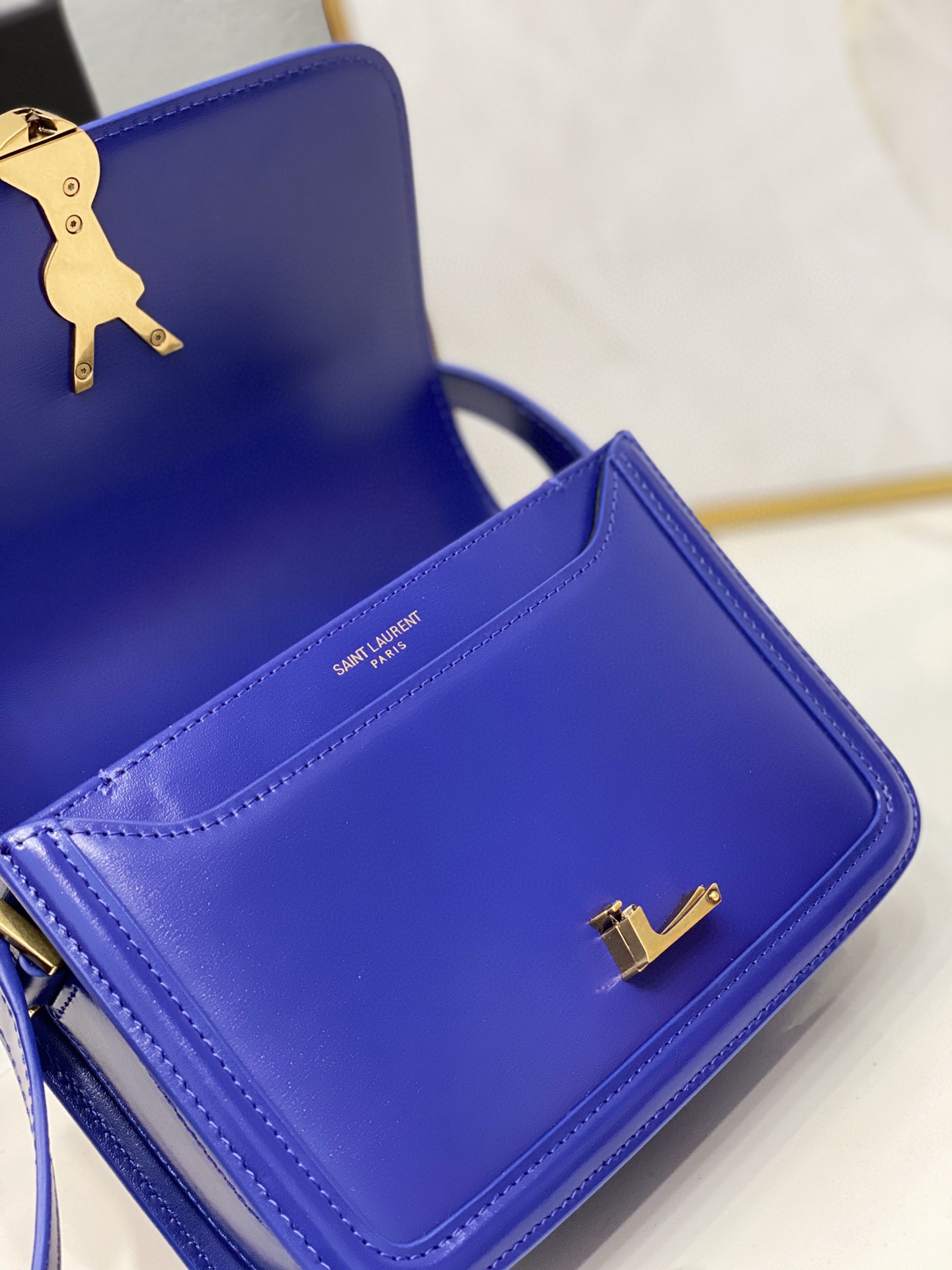 Saint Laurent Solferino Small Satchel In Box Navy Blue For Women  7.4in/19cm YSL 