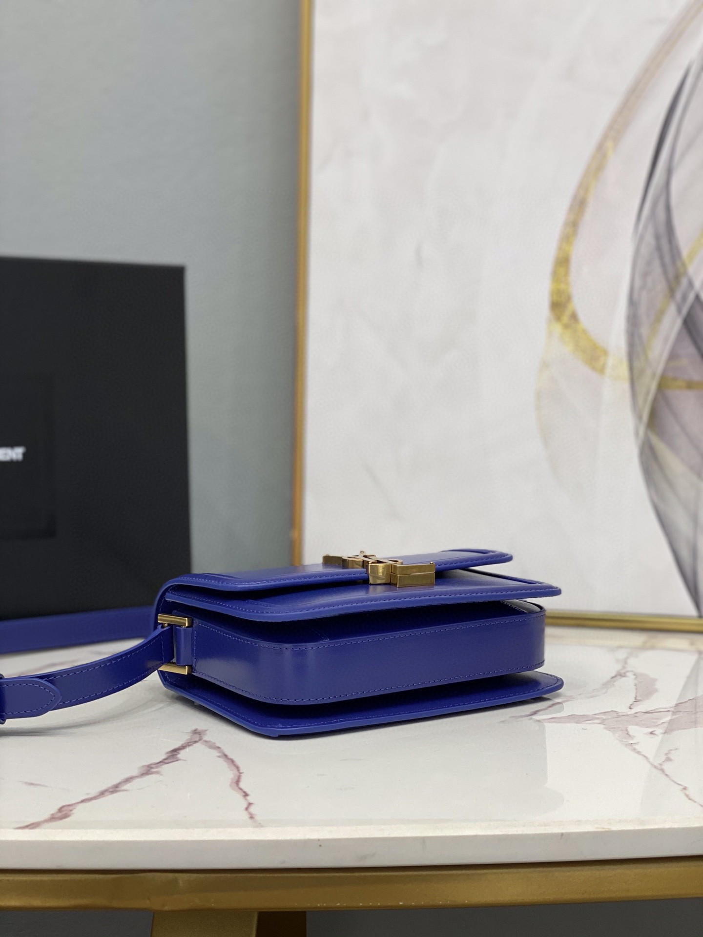 Saint Laurent Solferino Small Satchel In Box Navy Blue For Women  7.4in/19cm YSL 
