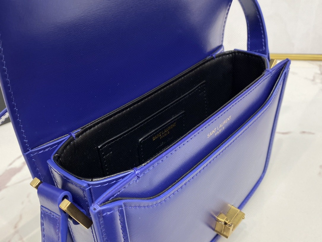 Saint Laurent Solferino Small Satchel In Box Navy Blue For Women  7.4in/19cm YSL 