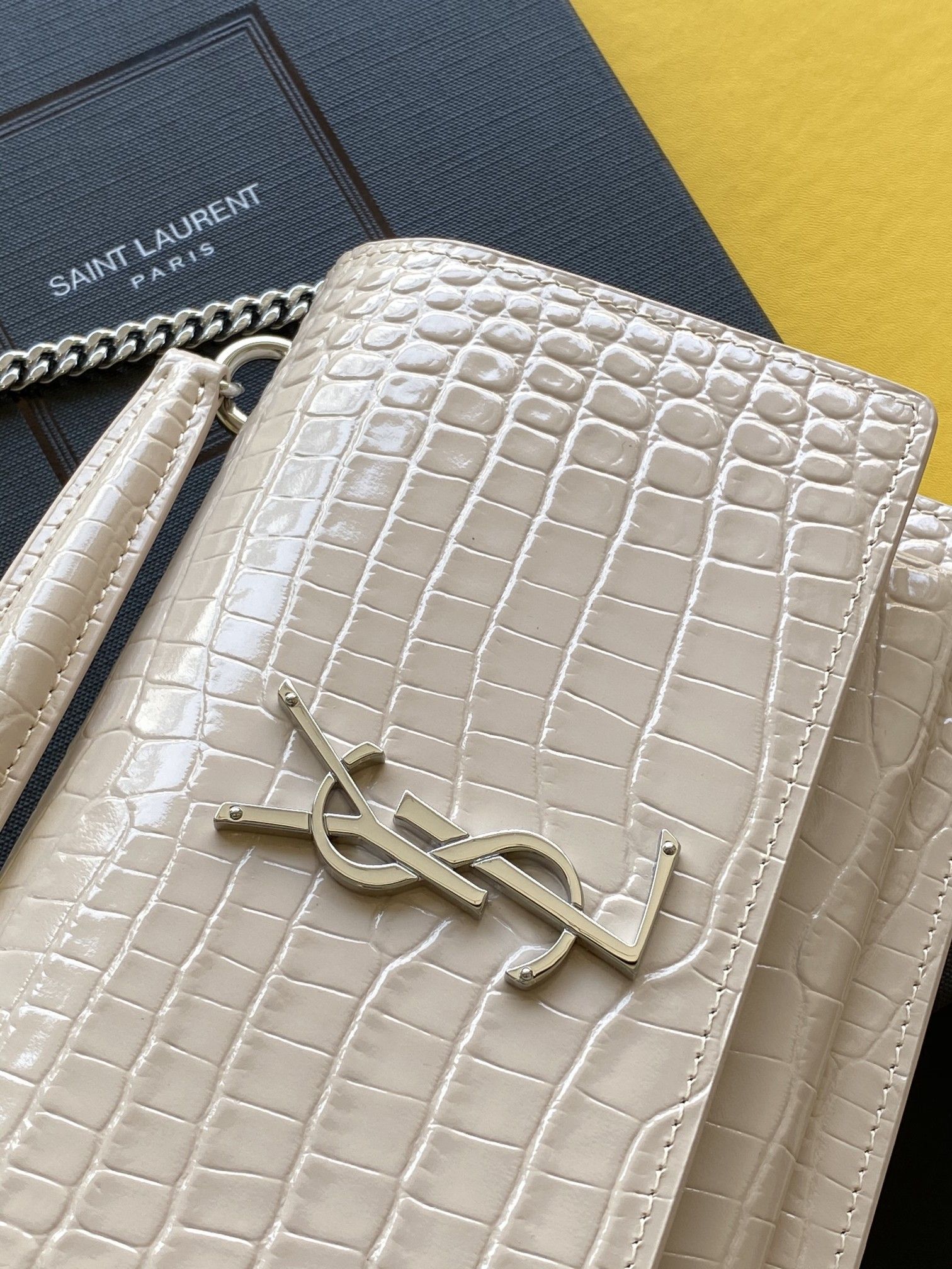 Saint Laurent Sunset Chain Bag With Silver Hardware For Women 7.4in/19cm YSL 533026DND1N9207
