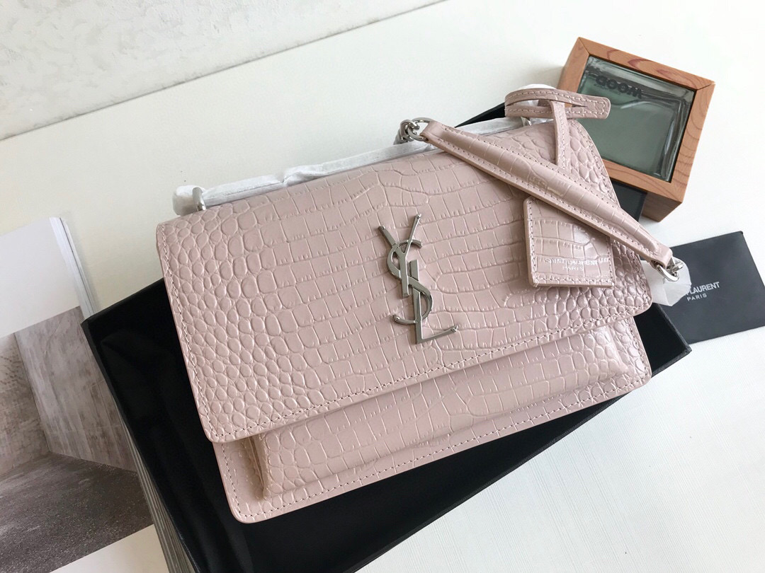 Saint Laurent Sunset Medium Chain Bag Light Pink For Women 8.6in/22cm YSL 442906DND0N1202