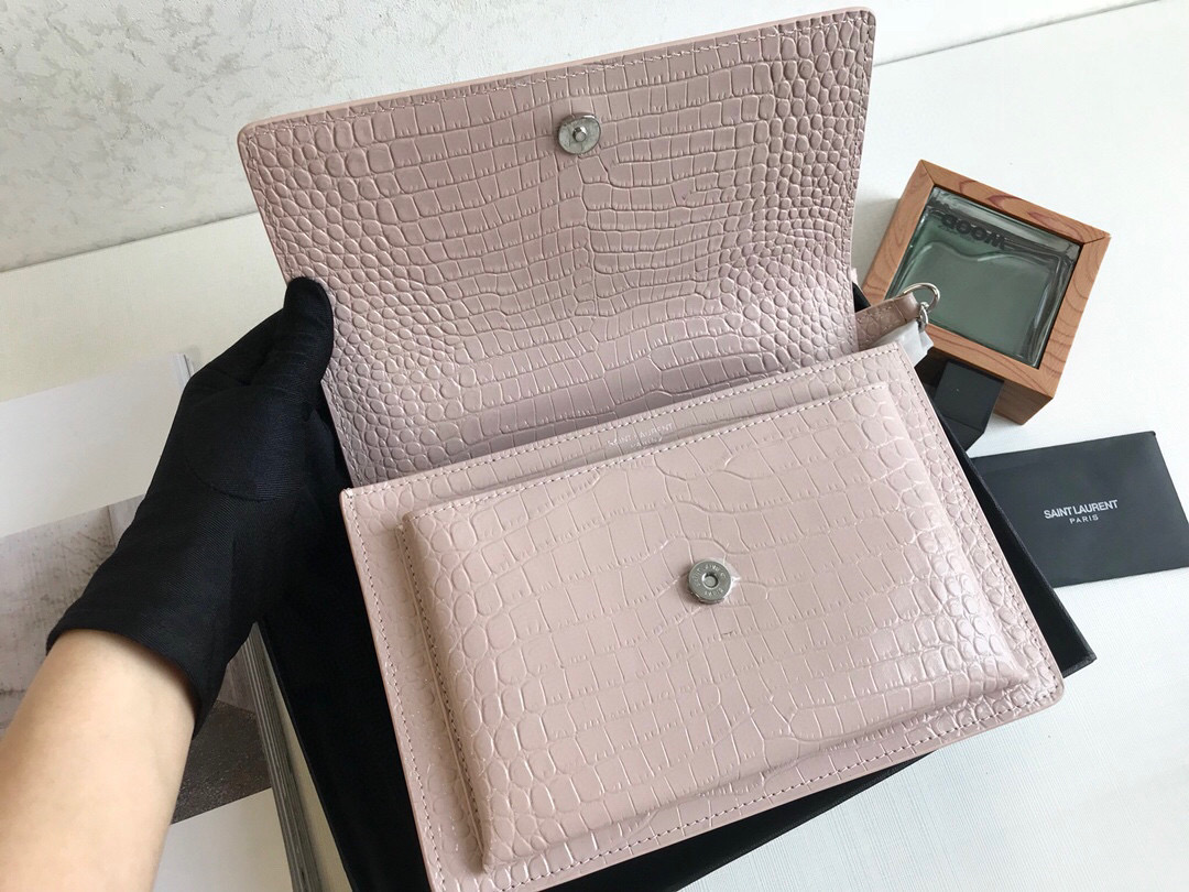 Saint Laurent Sunset Medium Chain Bag Light Pink For Women 8.6in/22cm YSL 442906DND0N1202