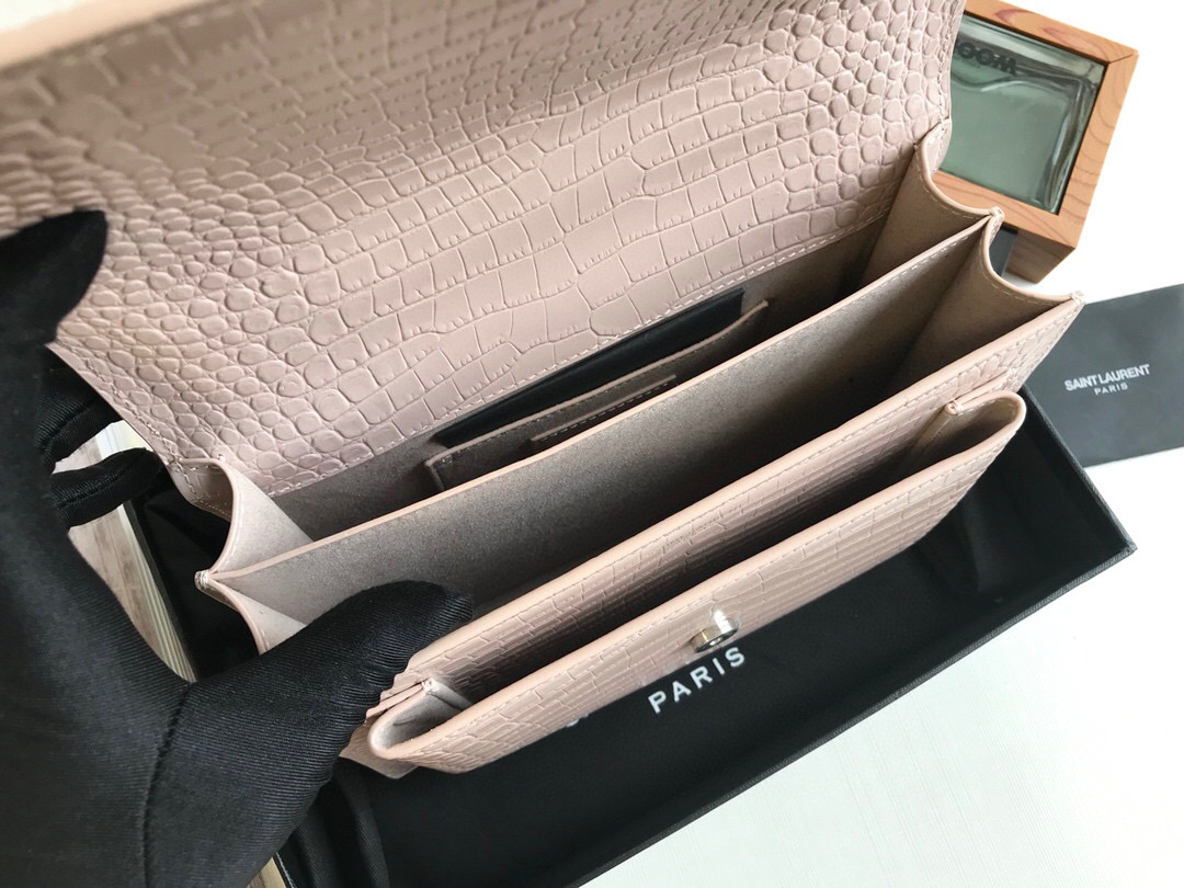 Saint Laurent Sunset Medium Chain Bag Light Pink For Women 8.6in/22cm YSL 442906DND0N1202