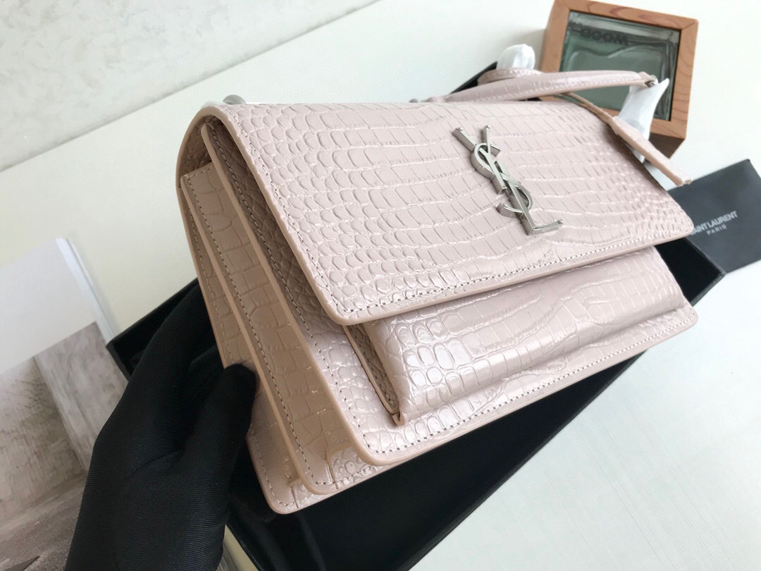 Saint Laurent Sunset Medium Chain Bag Light Pink For Women 8.6in/22cm YSL 442906DND0N1202