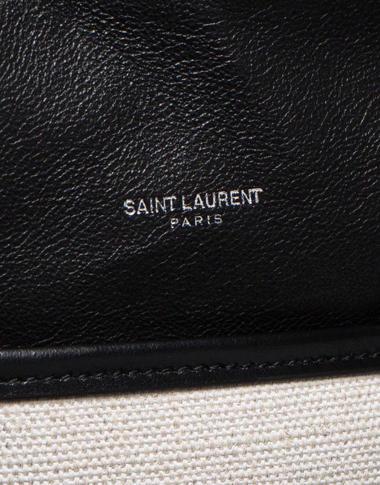 Saint Laurent Teddy Medium Canvas Handle Bucket Tote Bag White For Women 13in/33cm YSL
