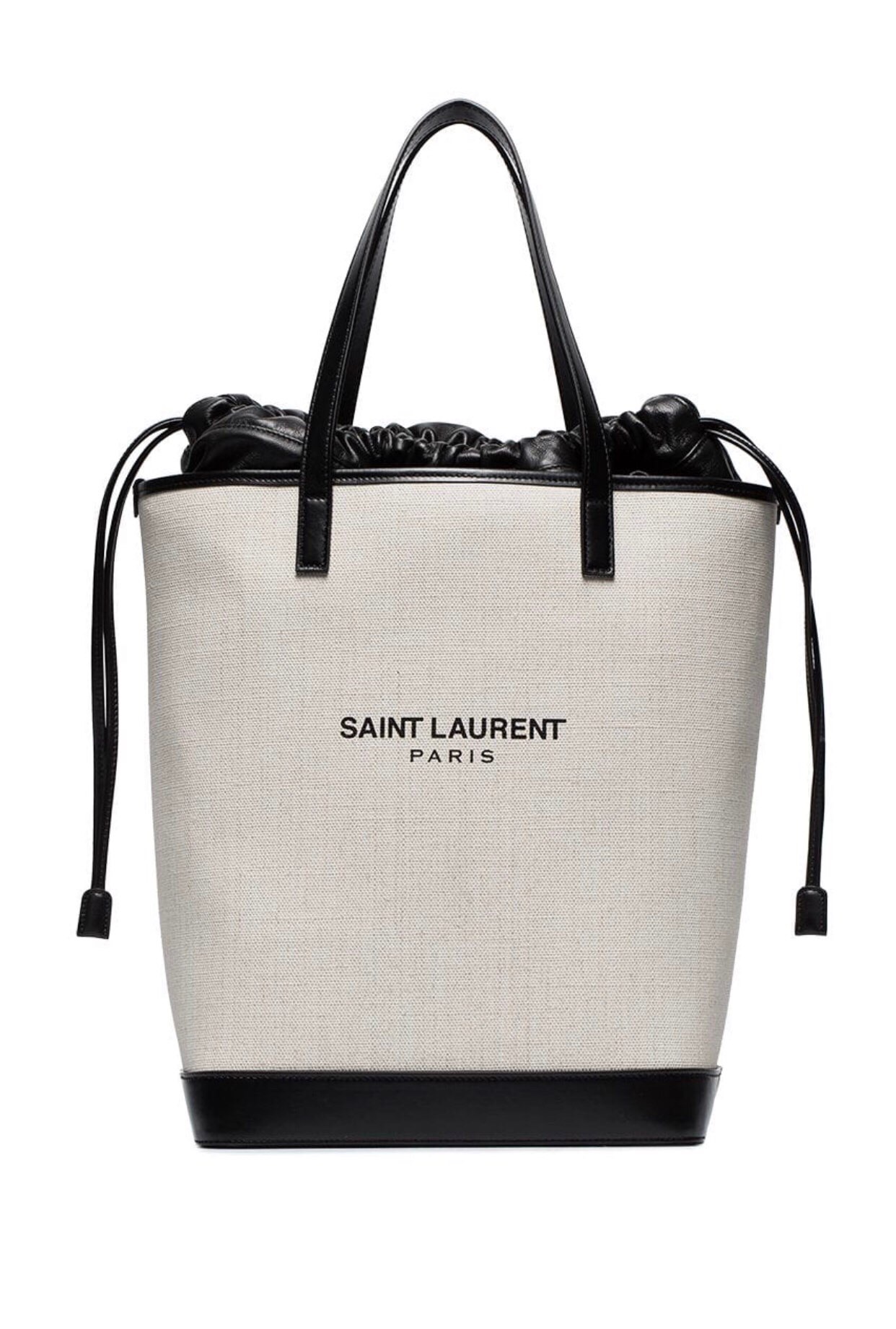 Saint Laurent Teddy Medium Canvas Handle Bucket Tote Bag White For Women 13in/33cm YSL