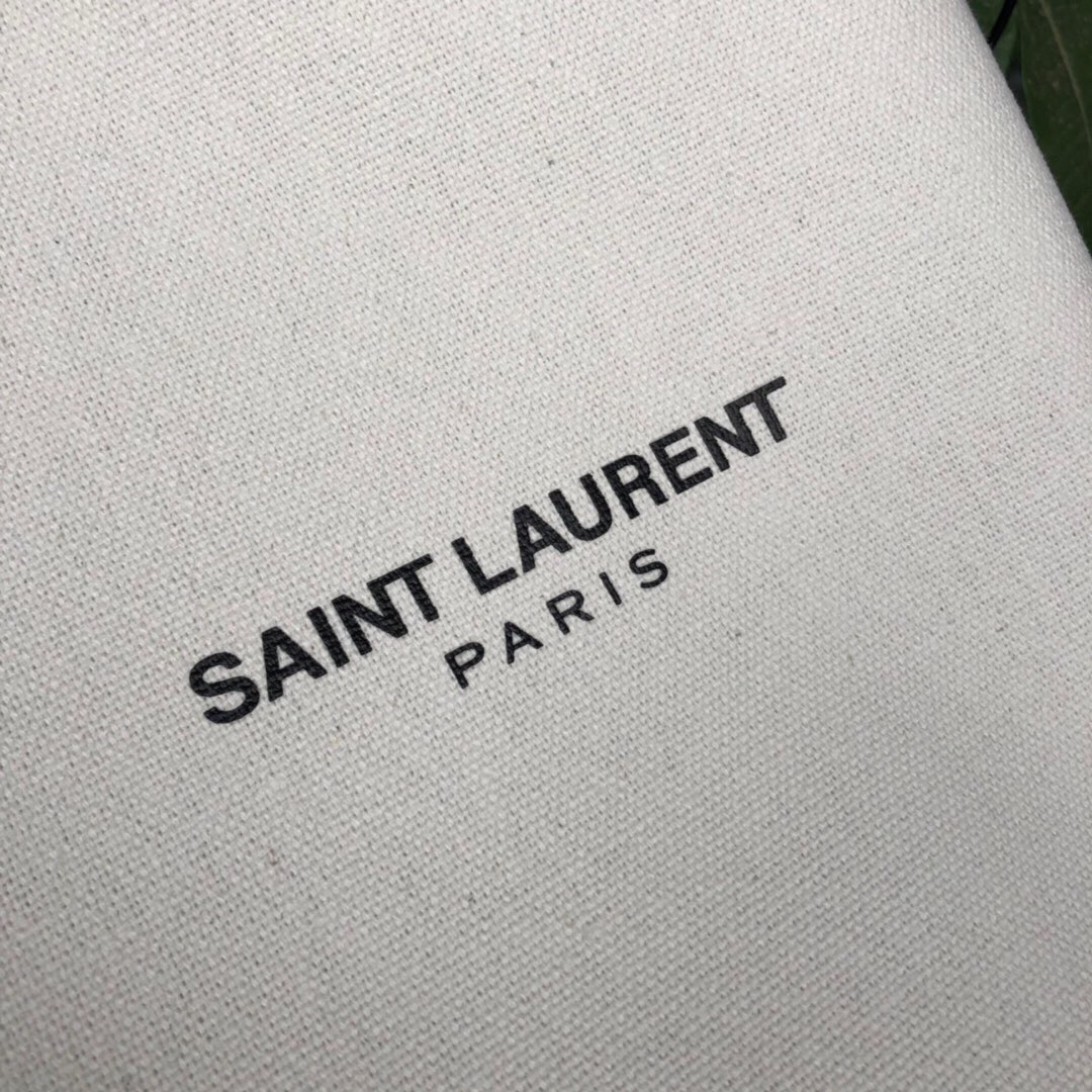 Saint Laurent Teddy Medium Canvas Handle Bucket Tote Bag White For Women 13in/33cm YSL