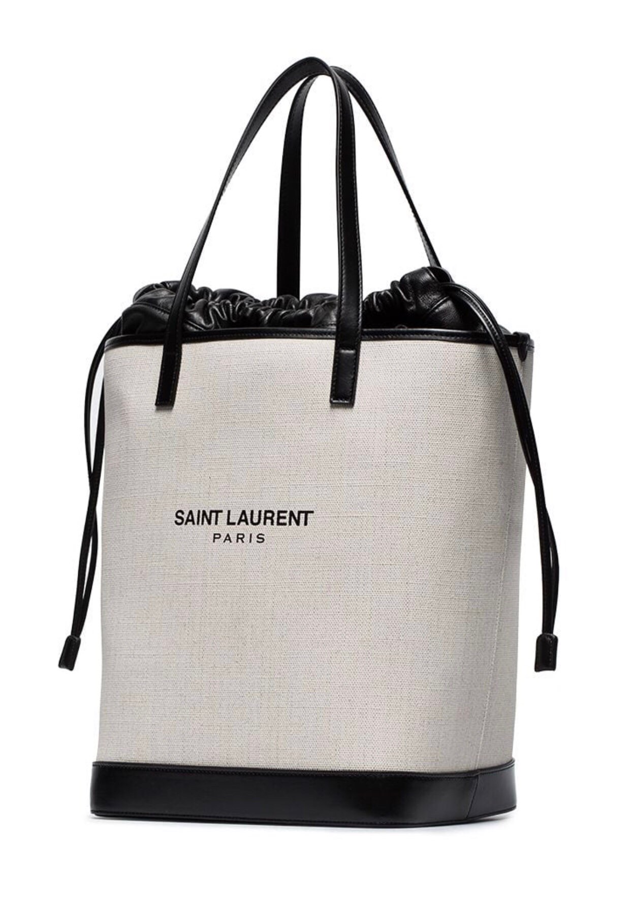 Saint Laurent Teddy Medium Canvas Handle Bucket Tote Bag White For Women 13in/33cm YSL