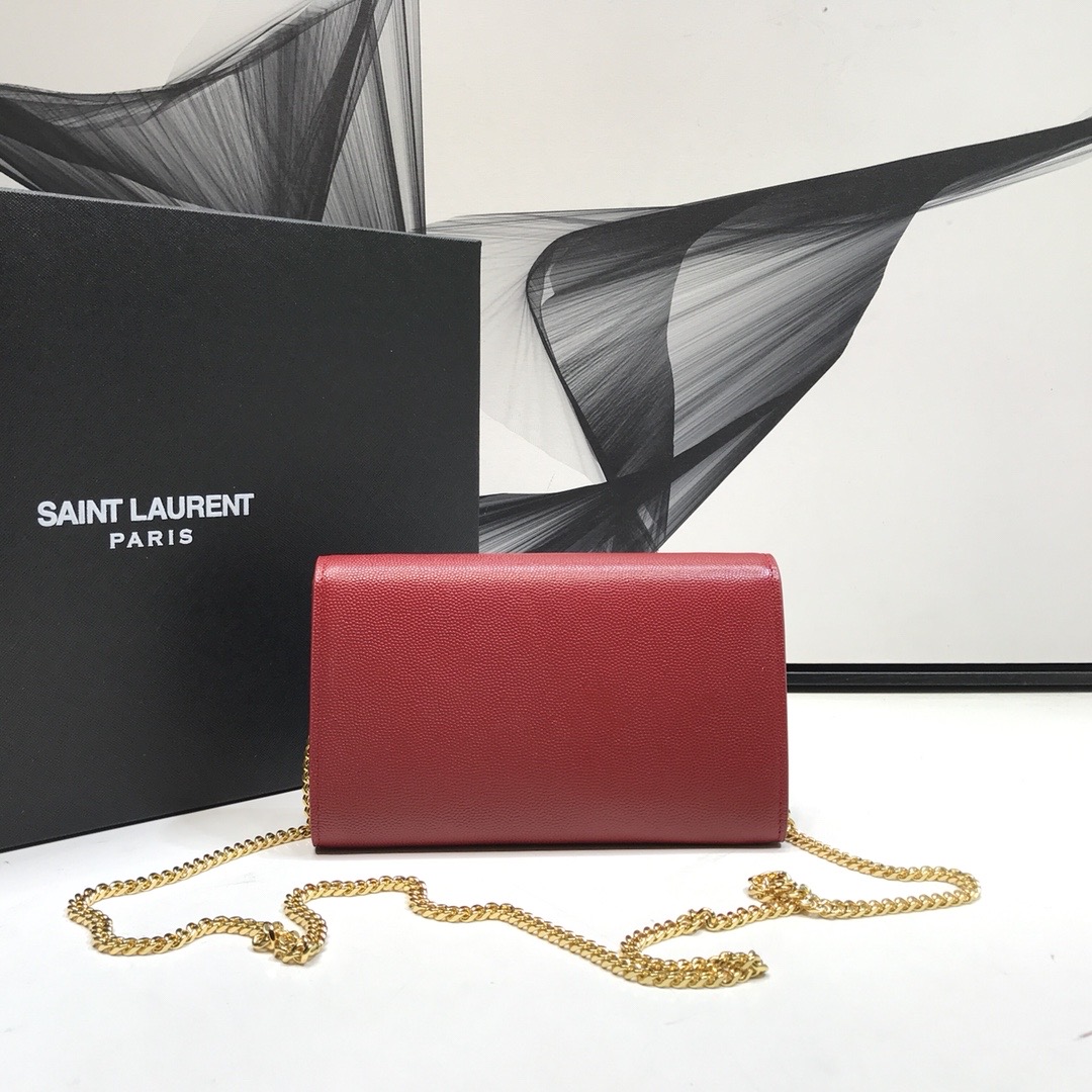 Saint Laurent Uptown Chain Wallet Red For Women 7.4in/19cm YSL 