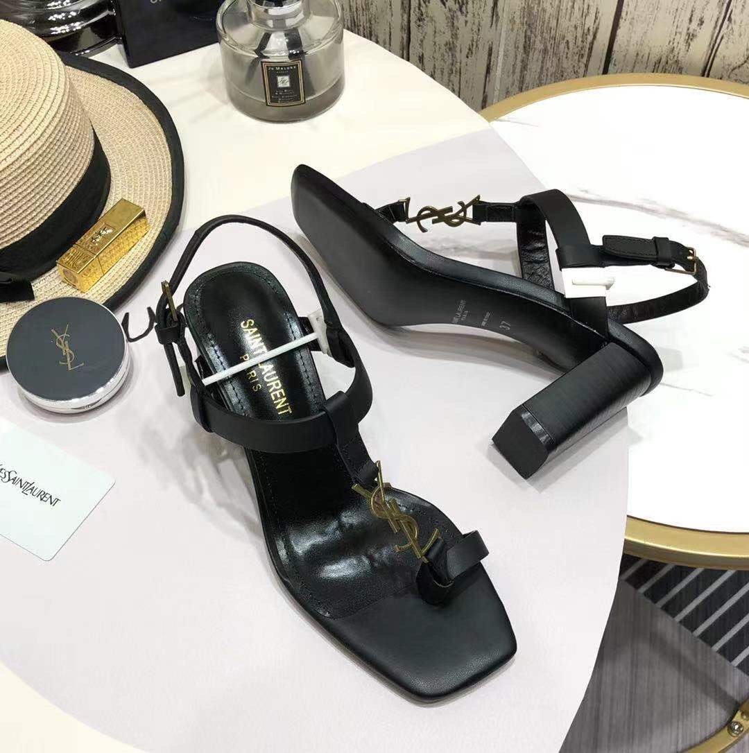 Saint Laurent Women’s Cassandra Heeled Sandals Black For Women YSL 658198DWETT1000