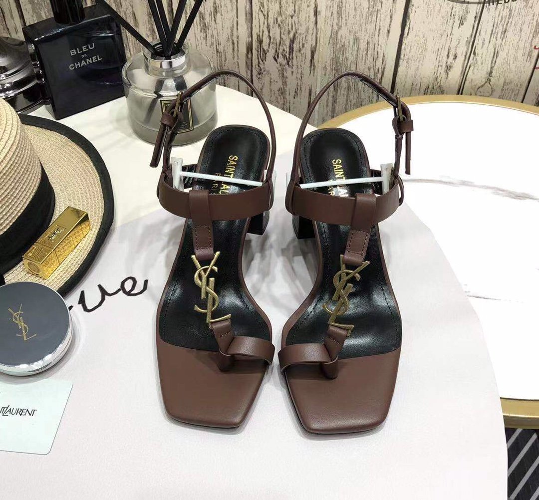 Saint Laurent Women’s Cassandra Heeled Sandals Brown For Women YSL 658198DWETT6023