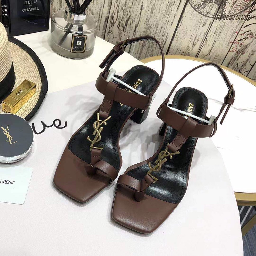 Saint Laurent Women’s Cassandra Heeled Sandals Brown For Women YSL 658198DWETT6023