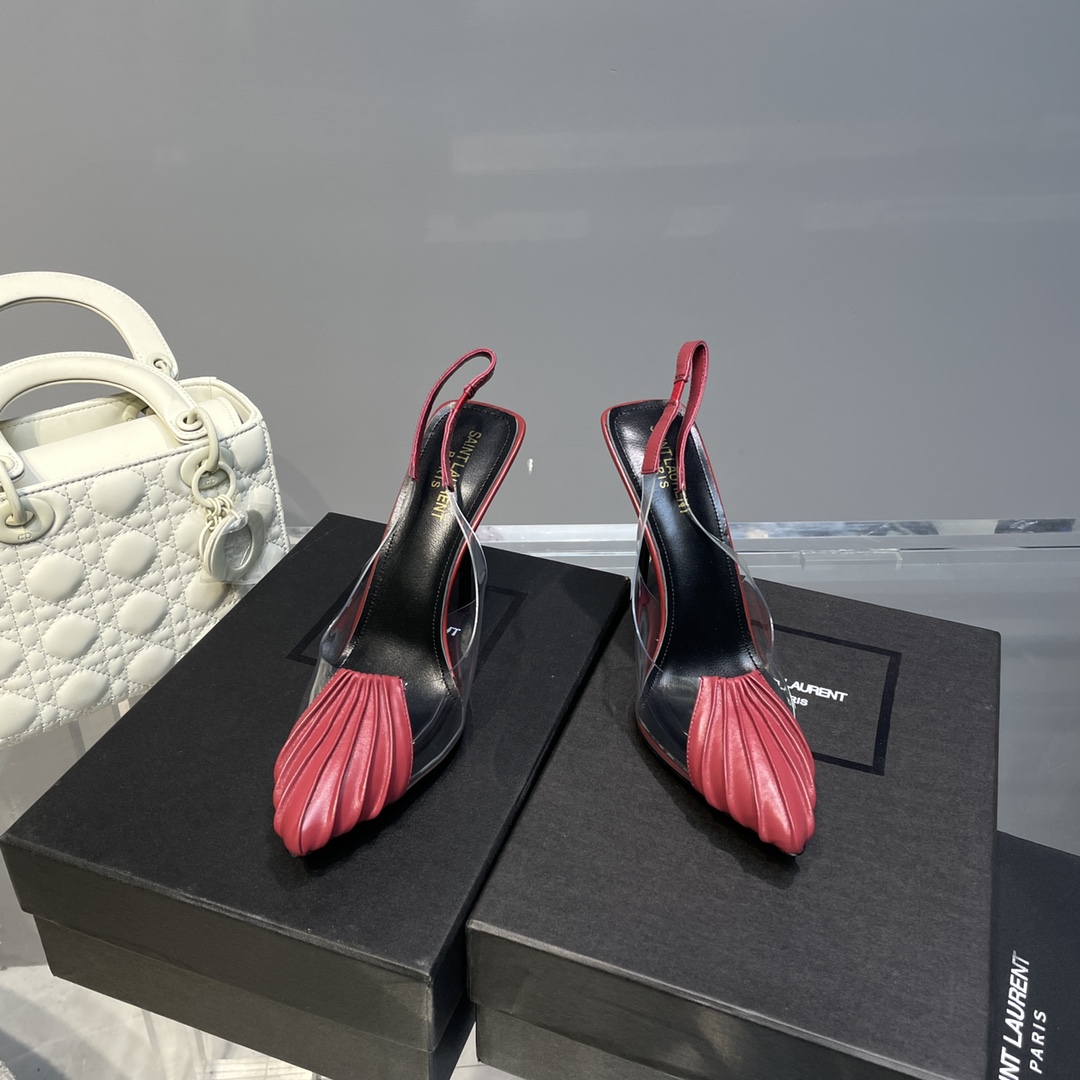 Saint Laurent Women’s Chica Slingback Pumps Dark Pink For Women YSL