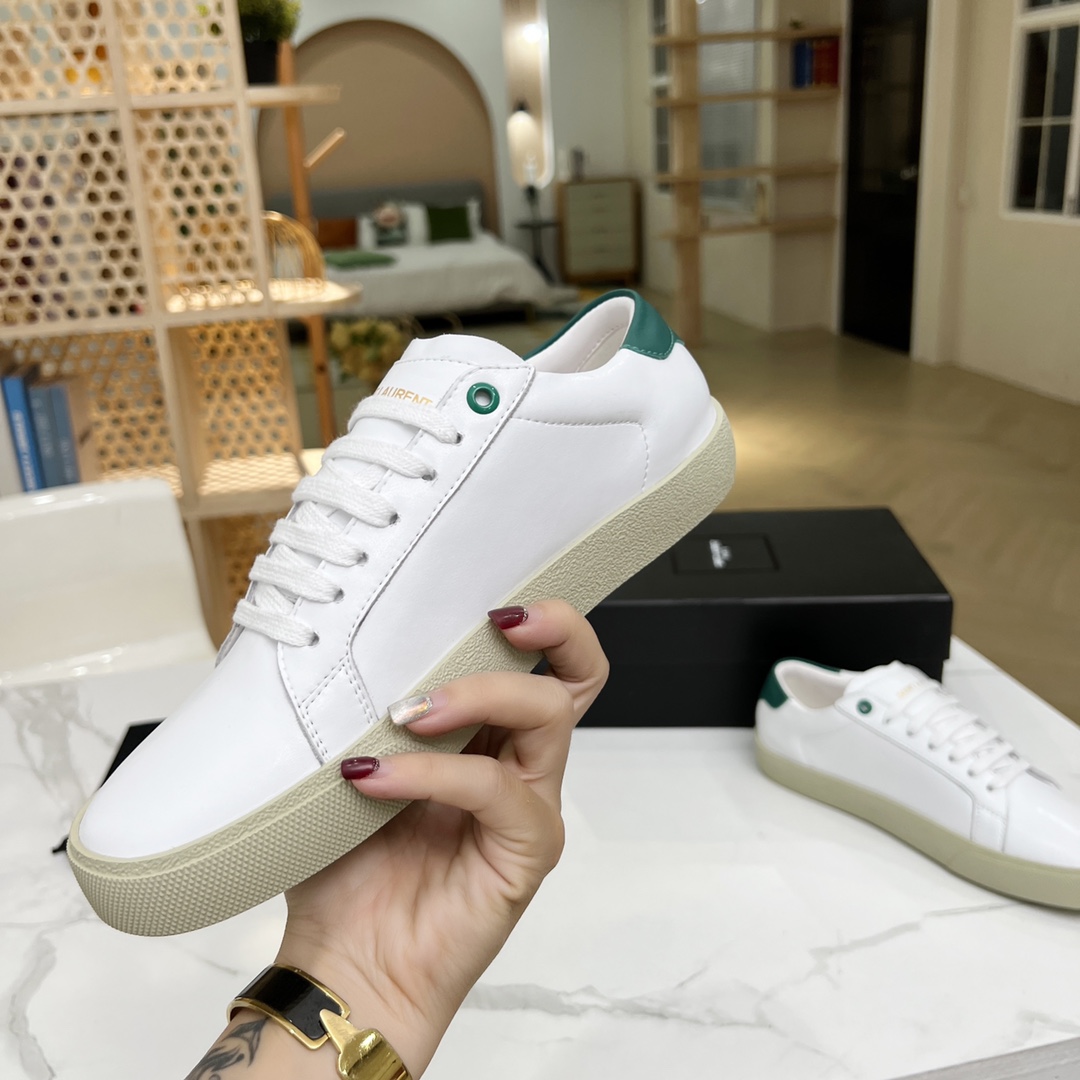 Saint Laurent Women’s Court Classic Sl/06 Embroidered Sneakers Green For Women YSL