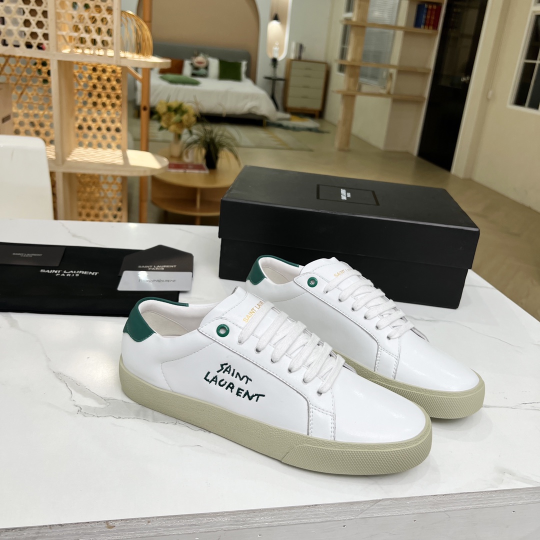 Saint Laurent Women’s Court Classic Sl/06 Embroidered Sneakers Green For Women YSL