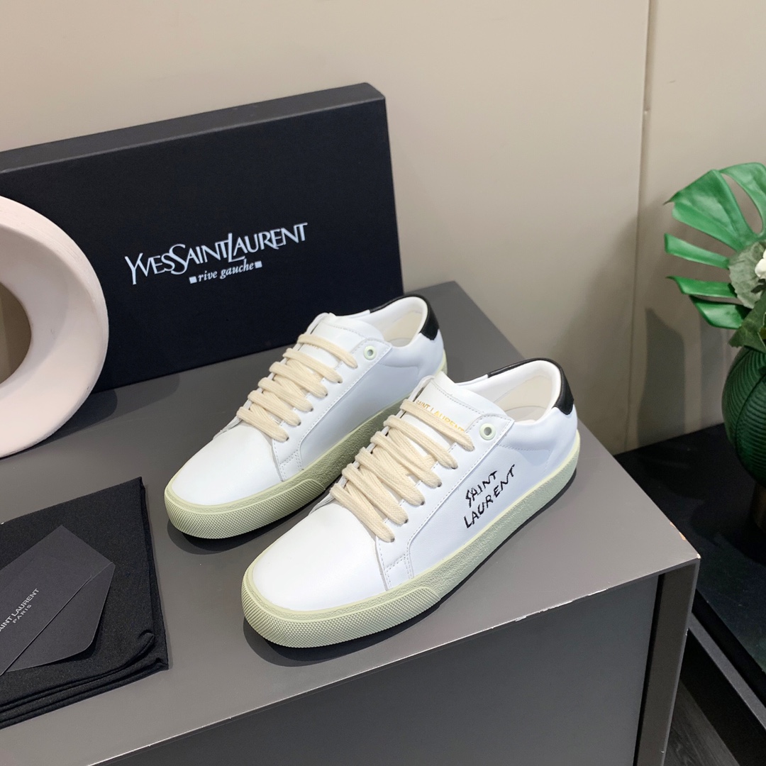 Saint Laurent Women’s Court Classic Sl/06 Embroidered Sneakers White For Women YSL 61064908G109061