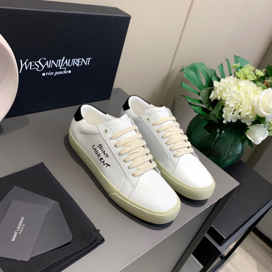 Saint Laurent Women’s Court Classic Sl/06 Embroidered Sneakers White For Women YSL 61064908G109061