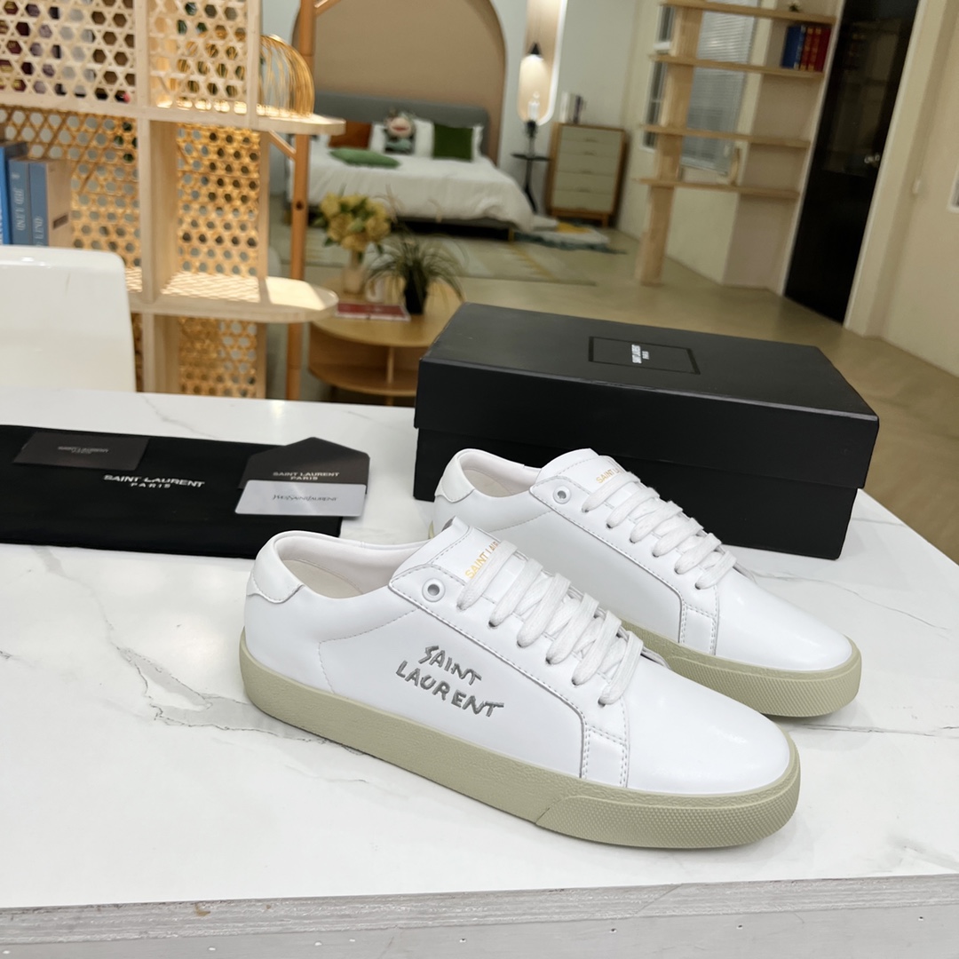 Saint Laurent Women’s Court Classic Sl/06 Embroidered Sneakers White For Women YSL