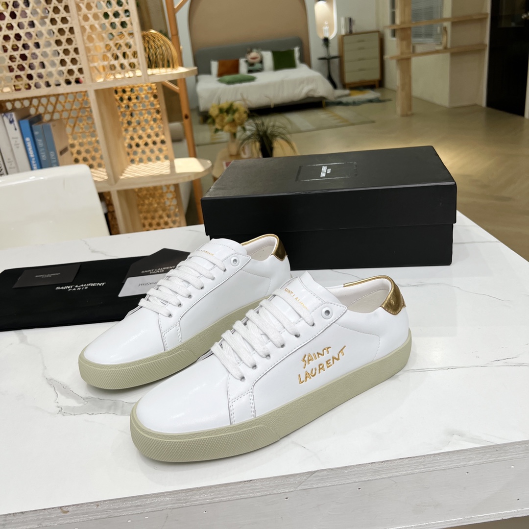 Saint Laurent Women’s Court Classic Sl/06 Embroidered Sneakers Yellow For Women YSL