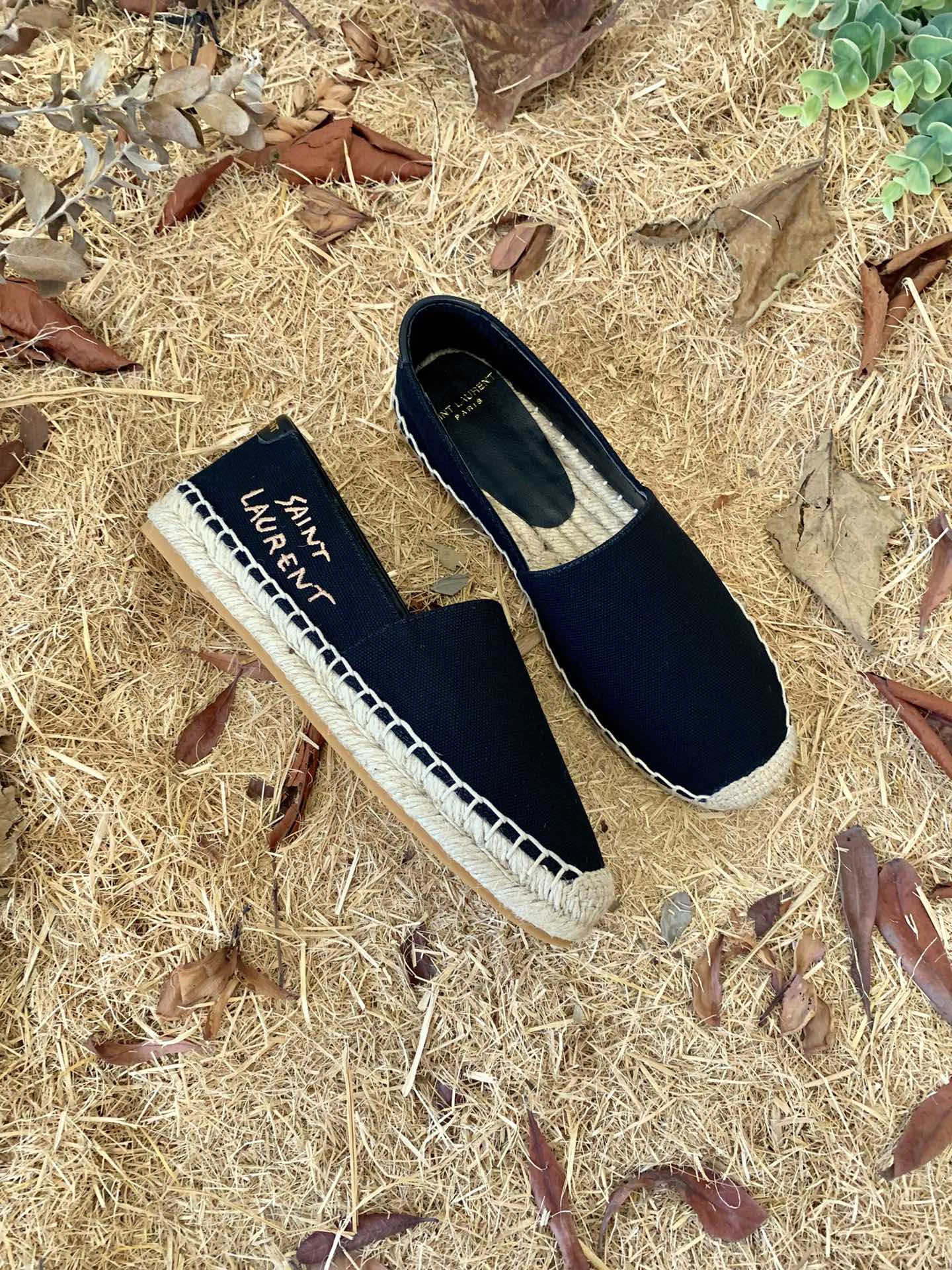 Saint Laurent Women’s Saint Laurent Embroidered Espadrilles Black For Women YSL