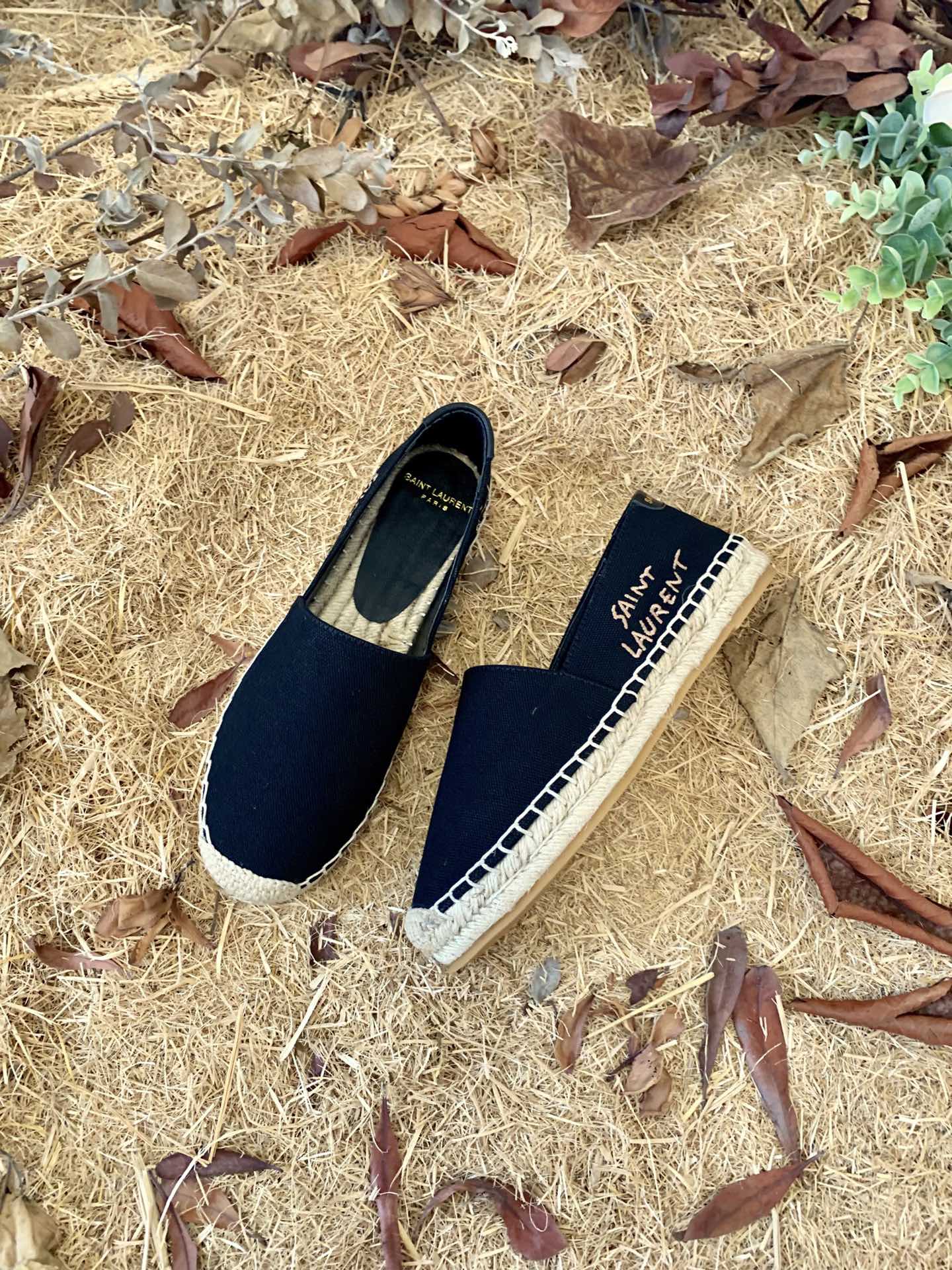 Saint Laurent Women’s Saint Laurent Embroidered Espadrilles Black For Women YSL