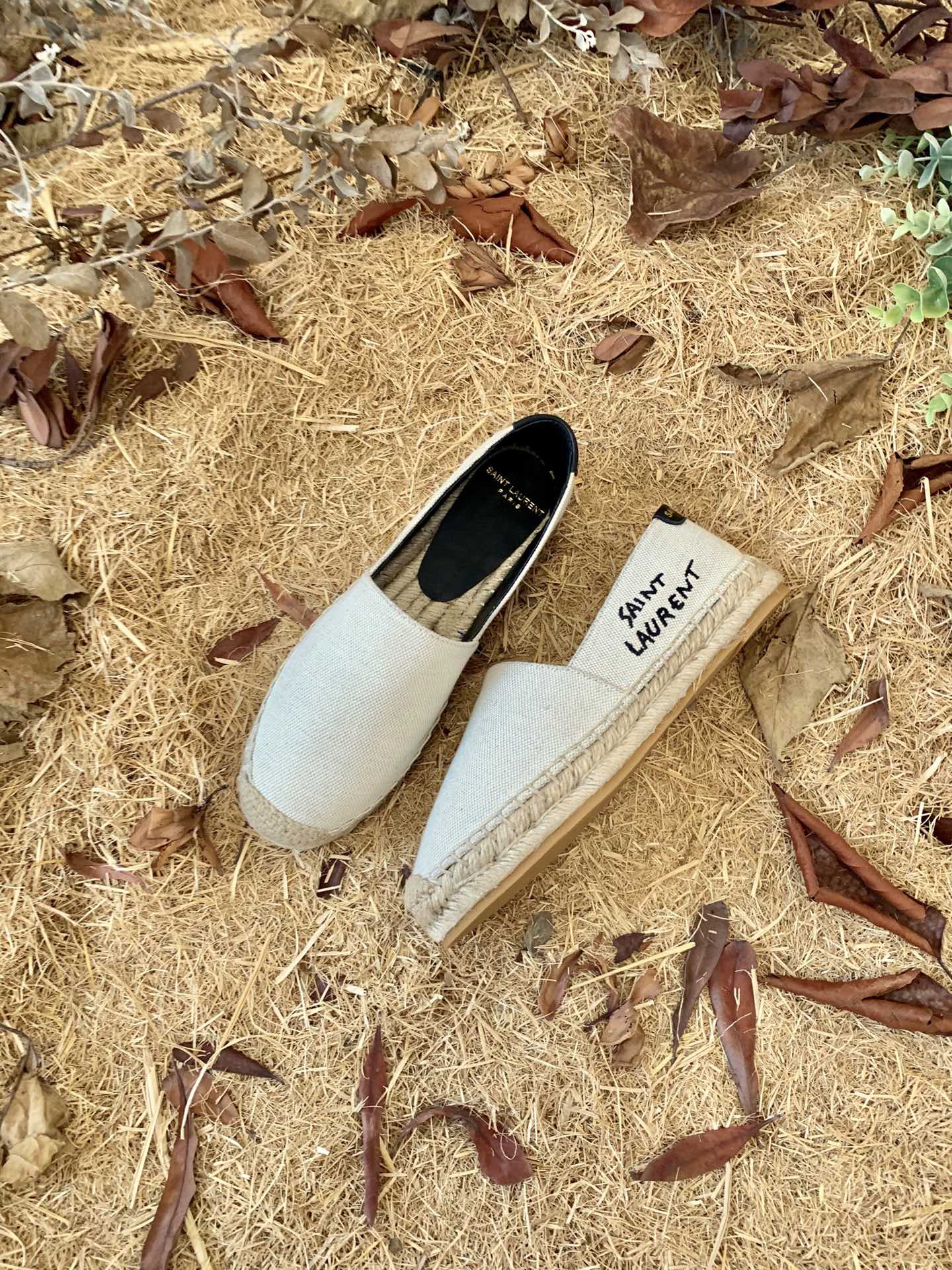 Saint Laurent Women’s Saint Laurent Embroidered Espadrilles White For Women YSL