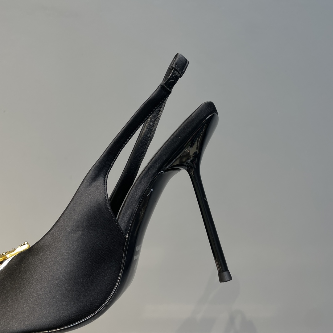 Saint Laurent Women’s Silk Slingback Pumps Black For Women YSL
