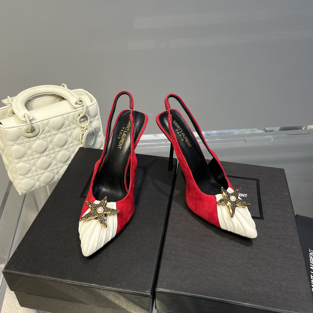 Saint Laurent Women’s Silk Slingback Pumps Red For Women YSL