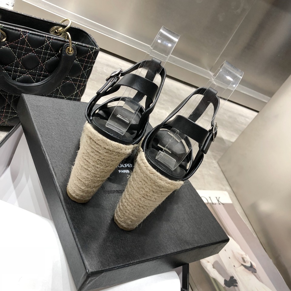 Saint Laurent Women’s Tribute Espadrilles Wedge Black For Women YSL
