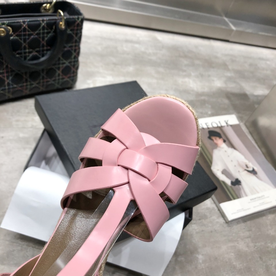 Saint Laurent Women’s Tribute Espadrilles Wedge Pink For Women YSL