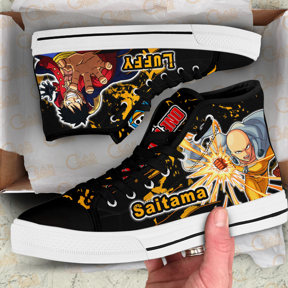 Saitama and Luffy High Top Shoes Custom Anime Sneakers