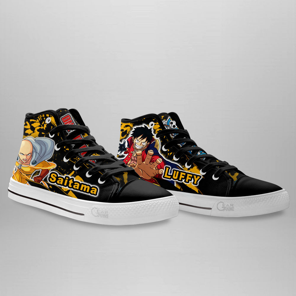 Saitama and Luffy High Top Shoes Custom Anime Sneakers
